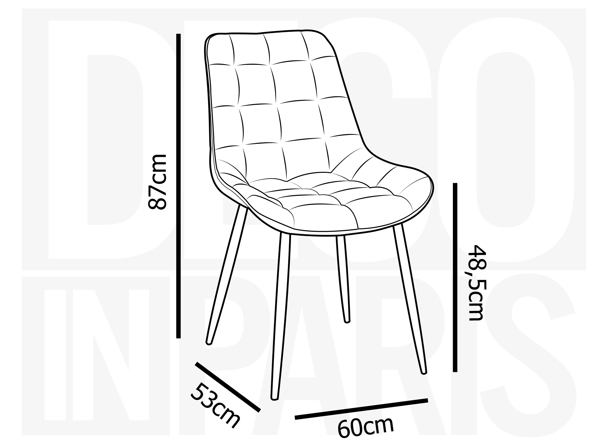 Lot de 4 chaises capitonnées en velours gris SOREN