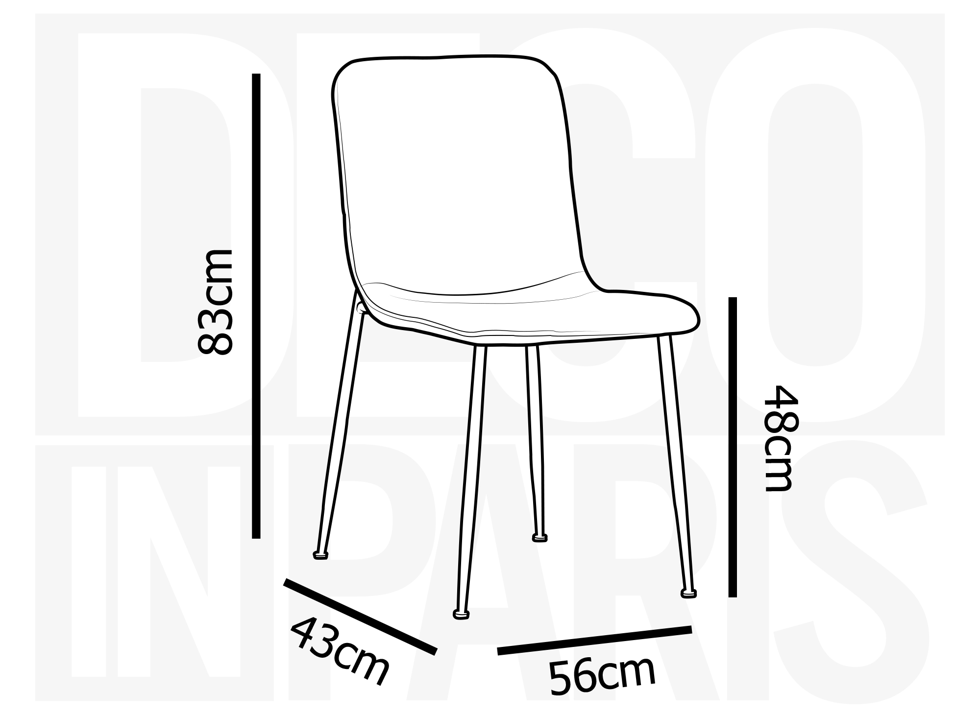 Lot de 4 chaises en tissu gris clair CHERYL