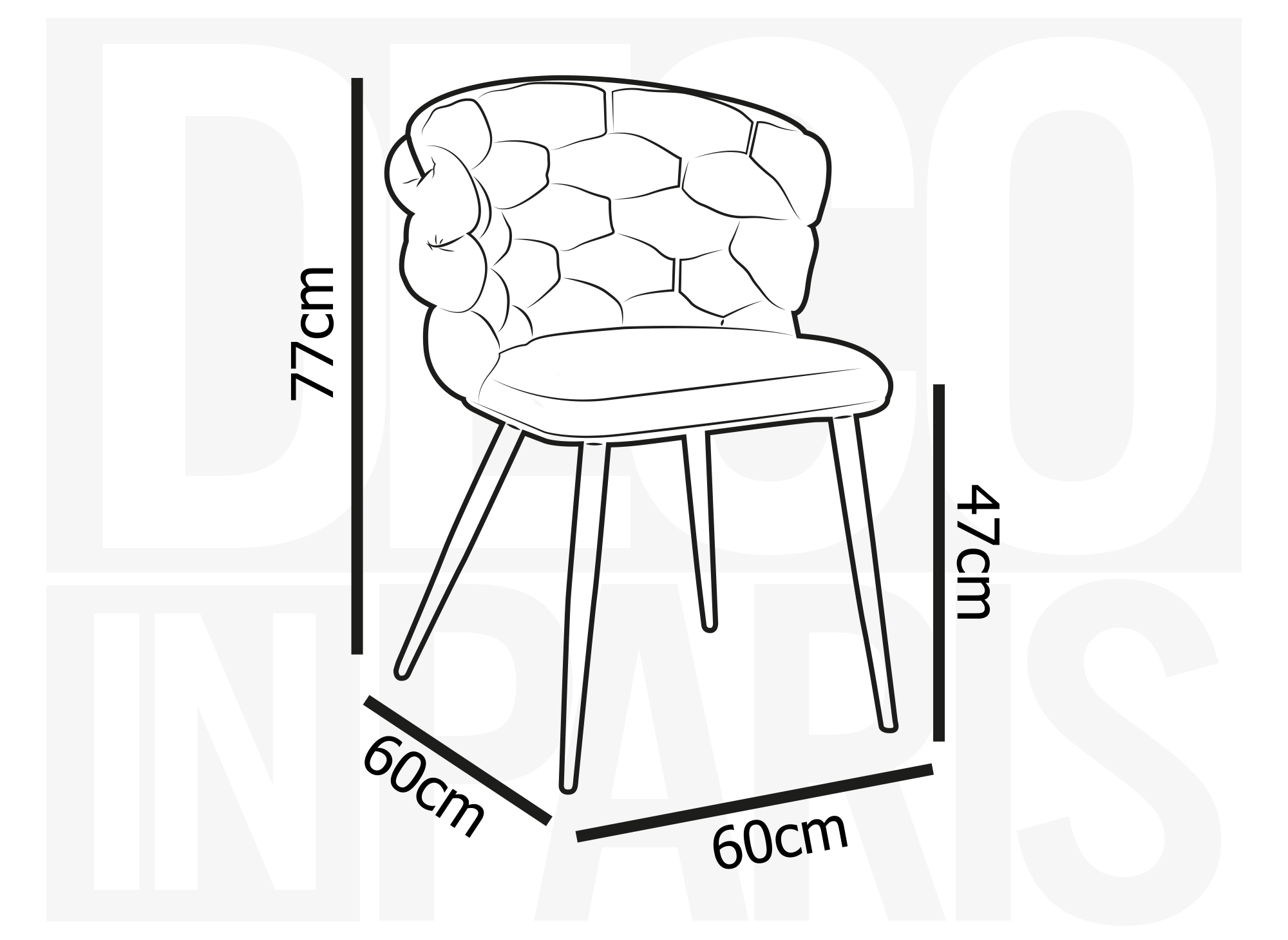Lot de 2 chaises en velours taupe pieds en métal noir CECILE