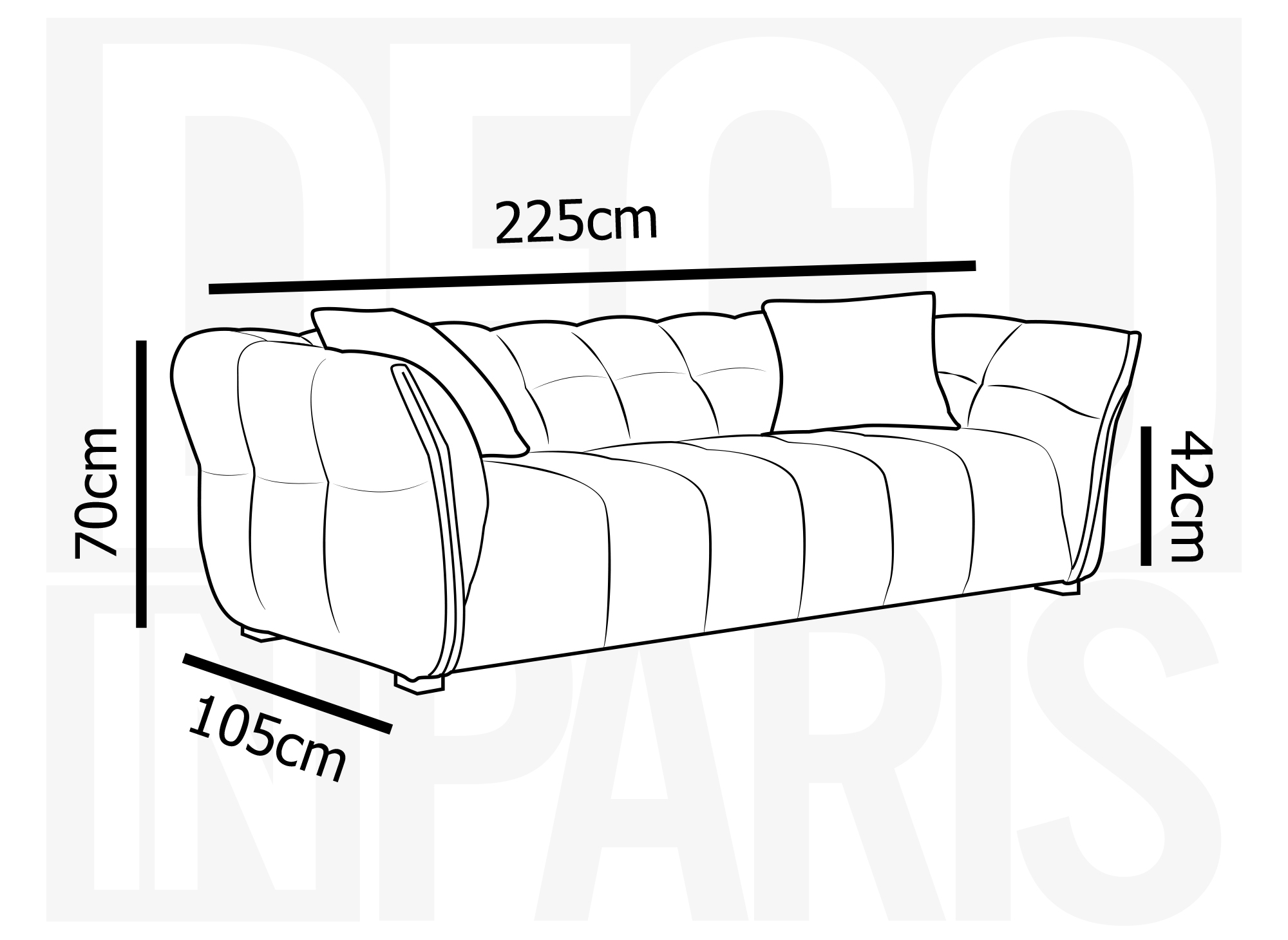 Canapé 3 places en tissu 3D beige ELENA