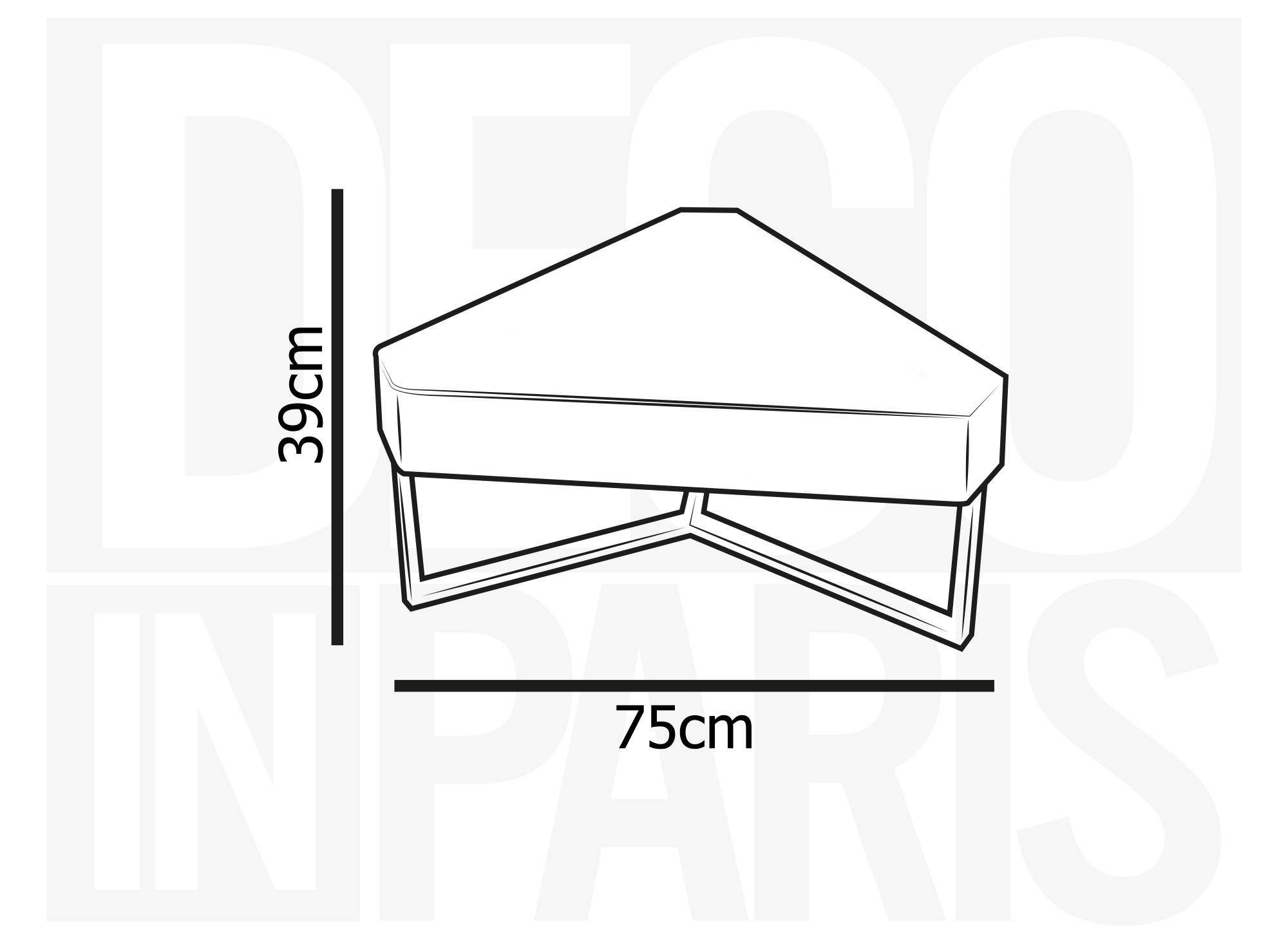 Table basse triangulaire blanche avec plateau pivotant et rangement SOLINE