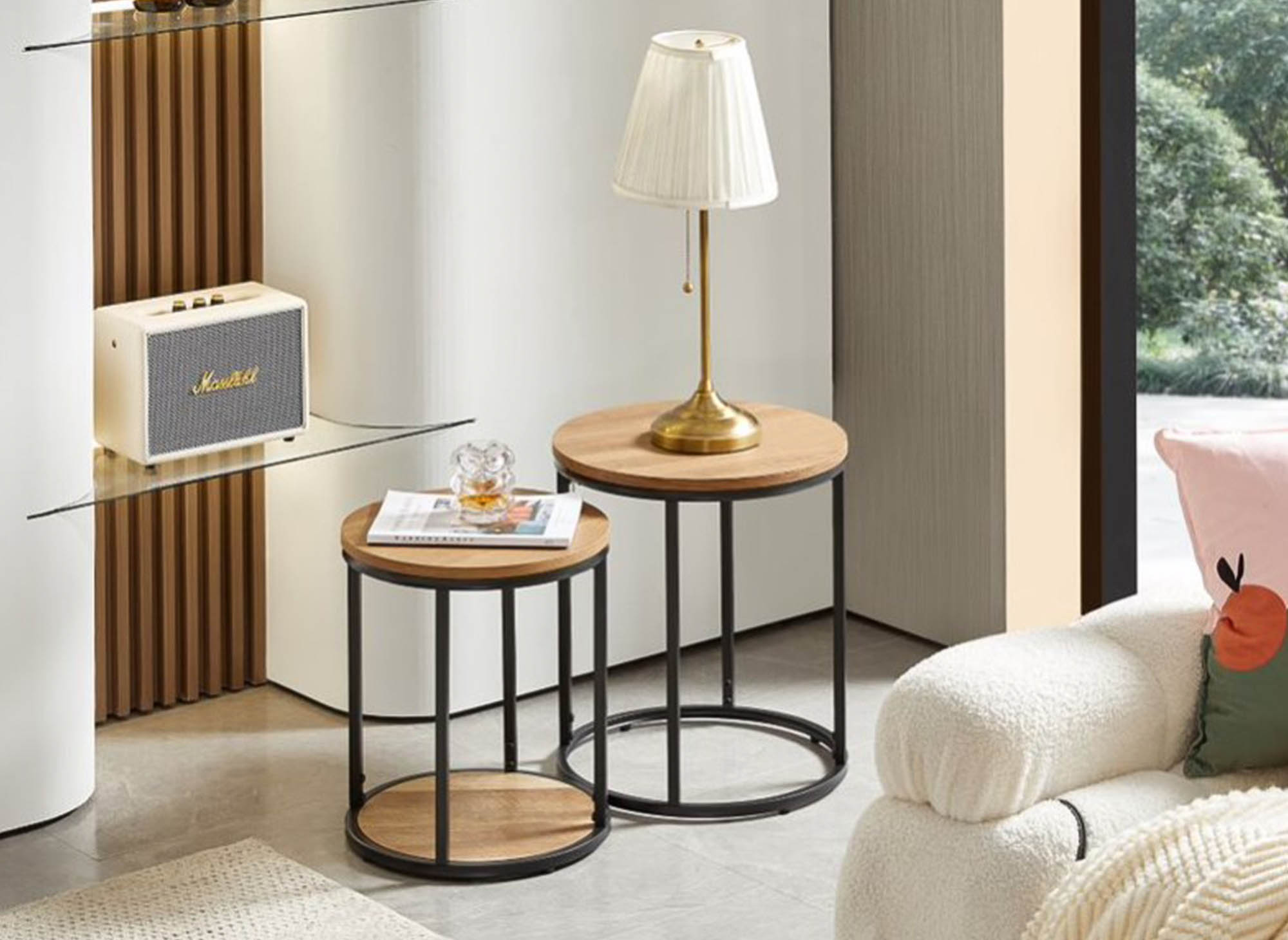 Lot de 2 tables basses rondes design INDRA