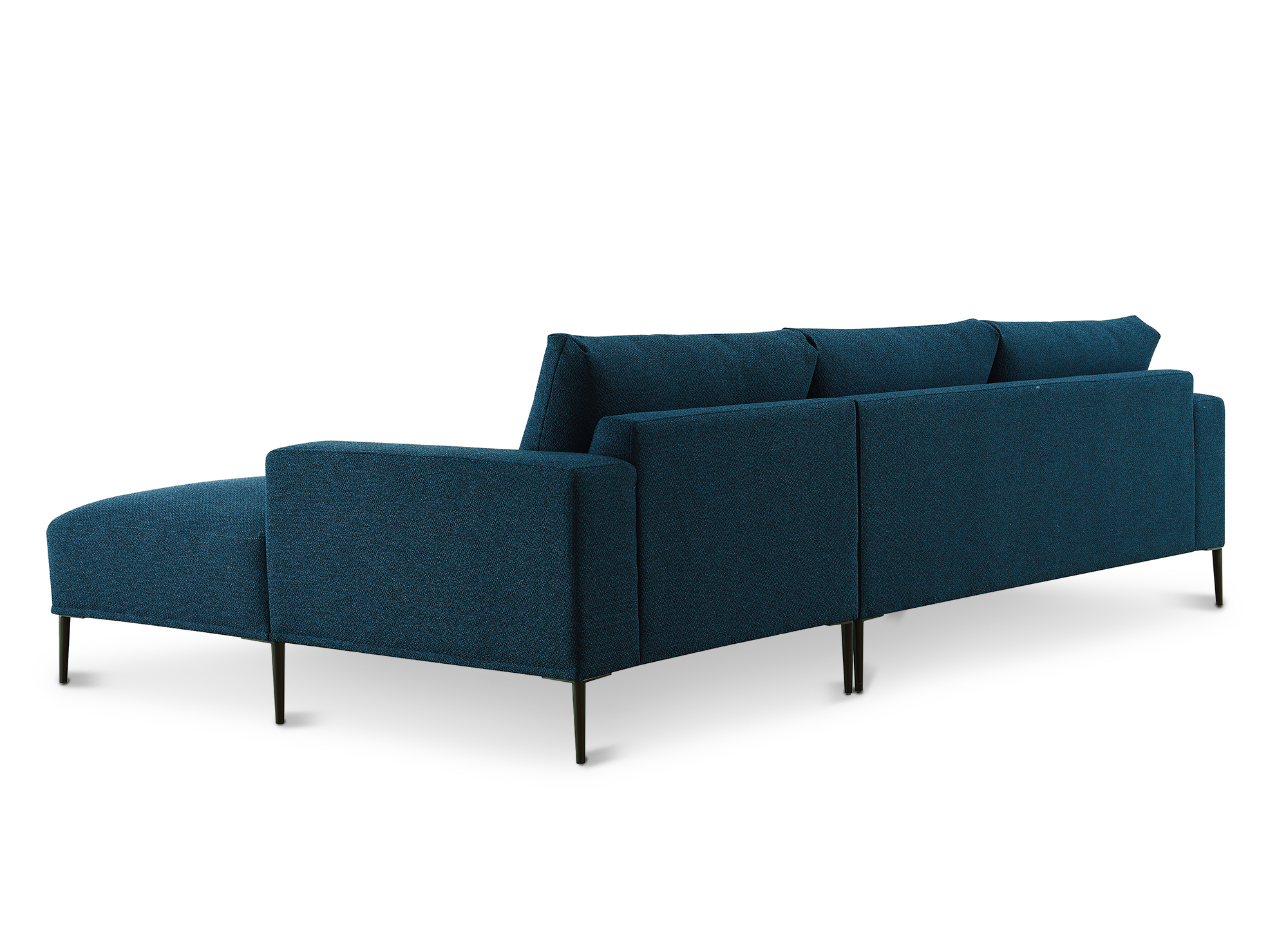 Canapé d'angle avec méridienne en tissu bleu ARNOLD - Angle Droit