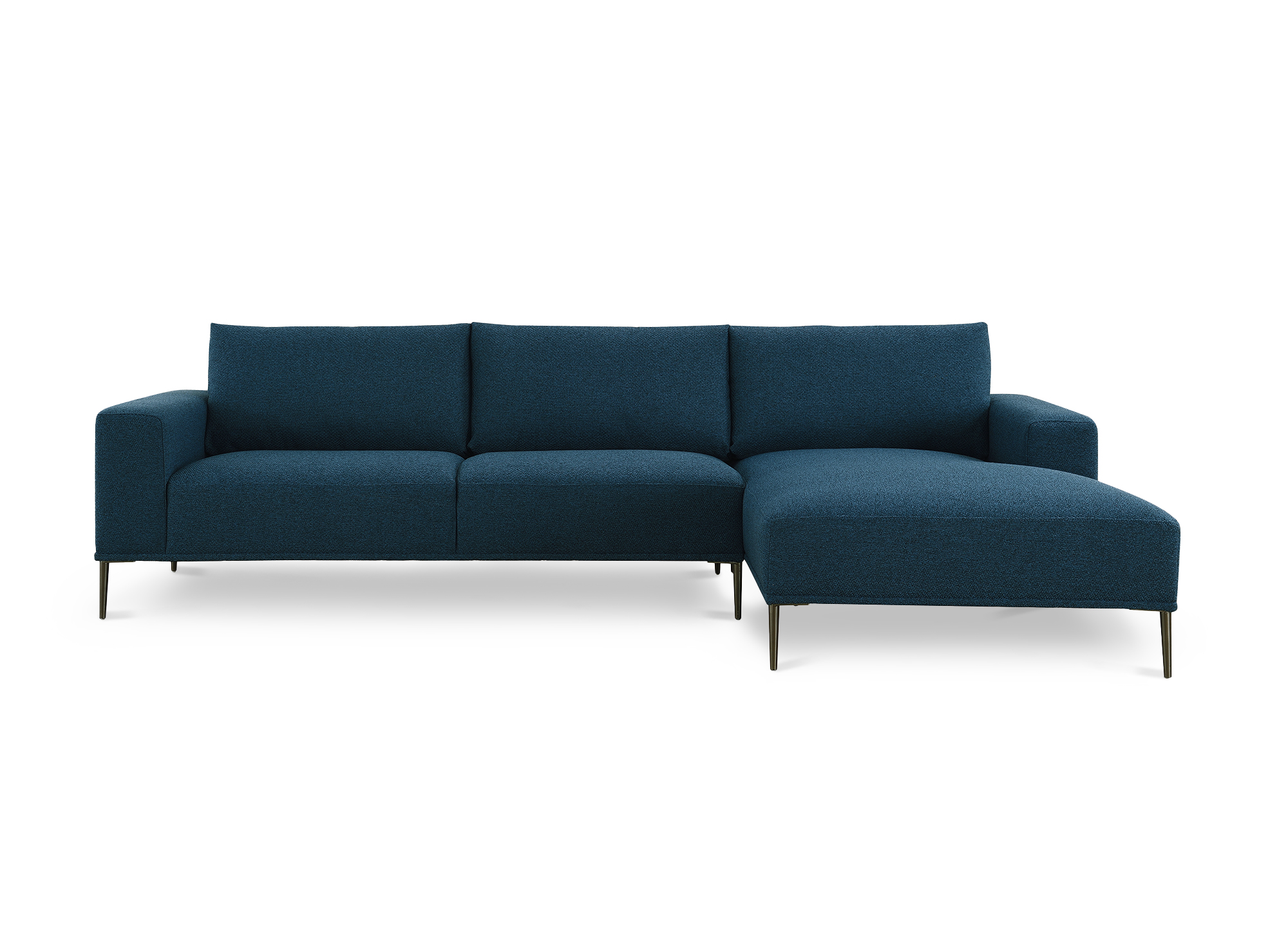 Canapé d'angle avec méridienne en tissu bleu ARNOLD - Angle Droit