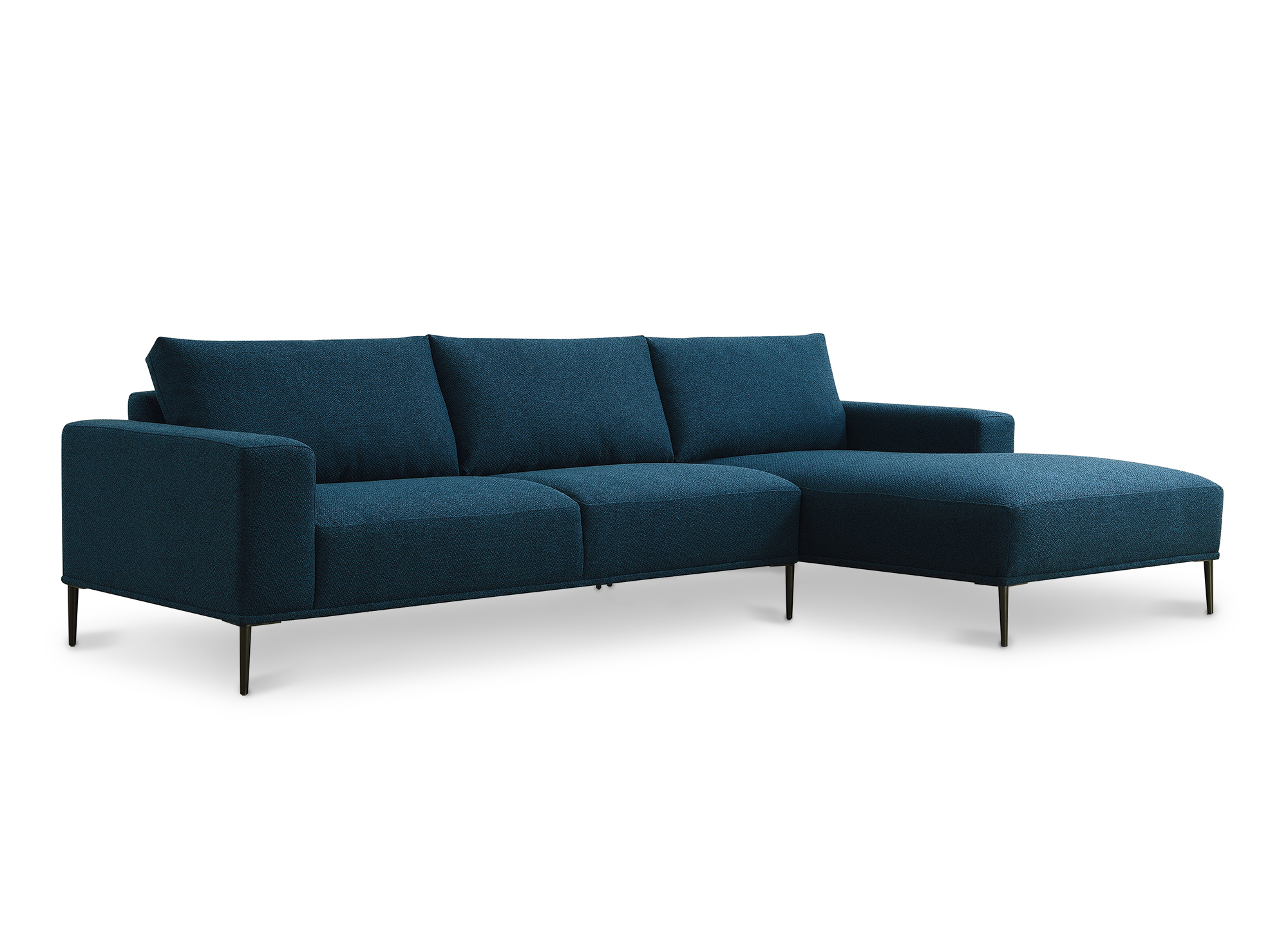 Canapé d'angle avec méridienne en tissu bleu ARNOLD - Angle Droit