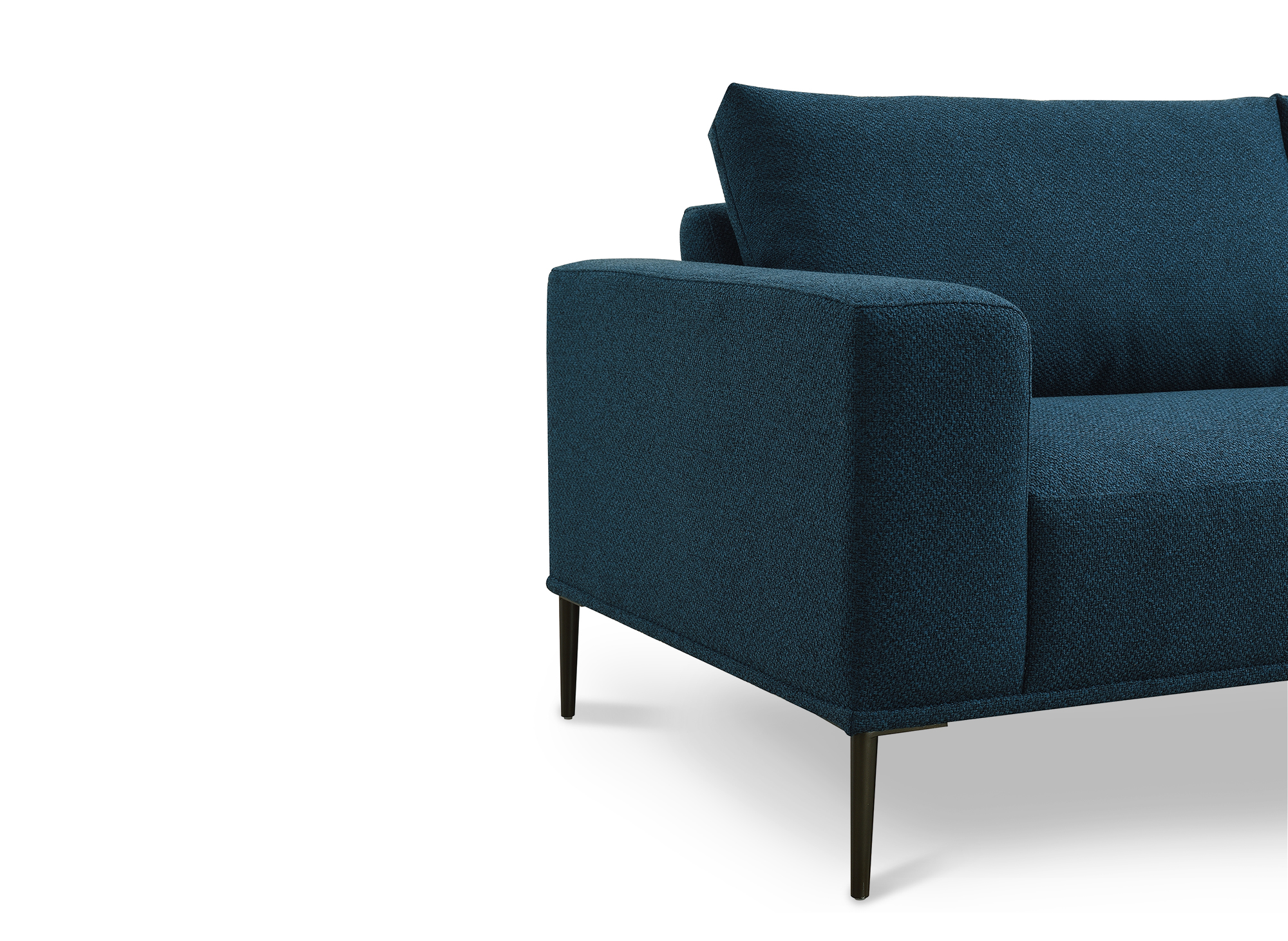 Canapé d'angle avec méridienne en tissu bleu ARNOLD - Angle Droit