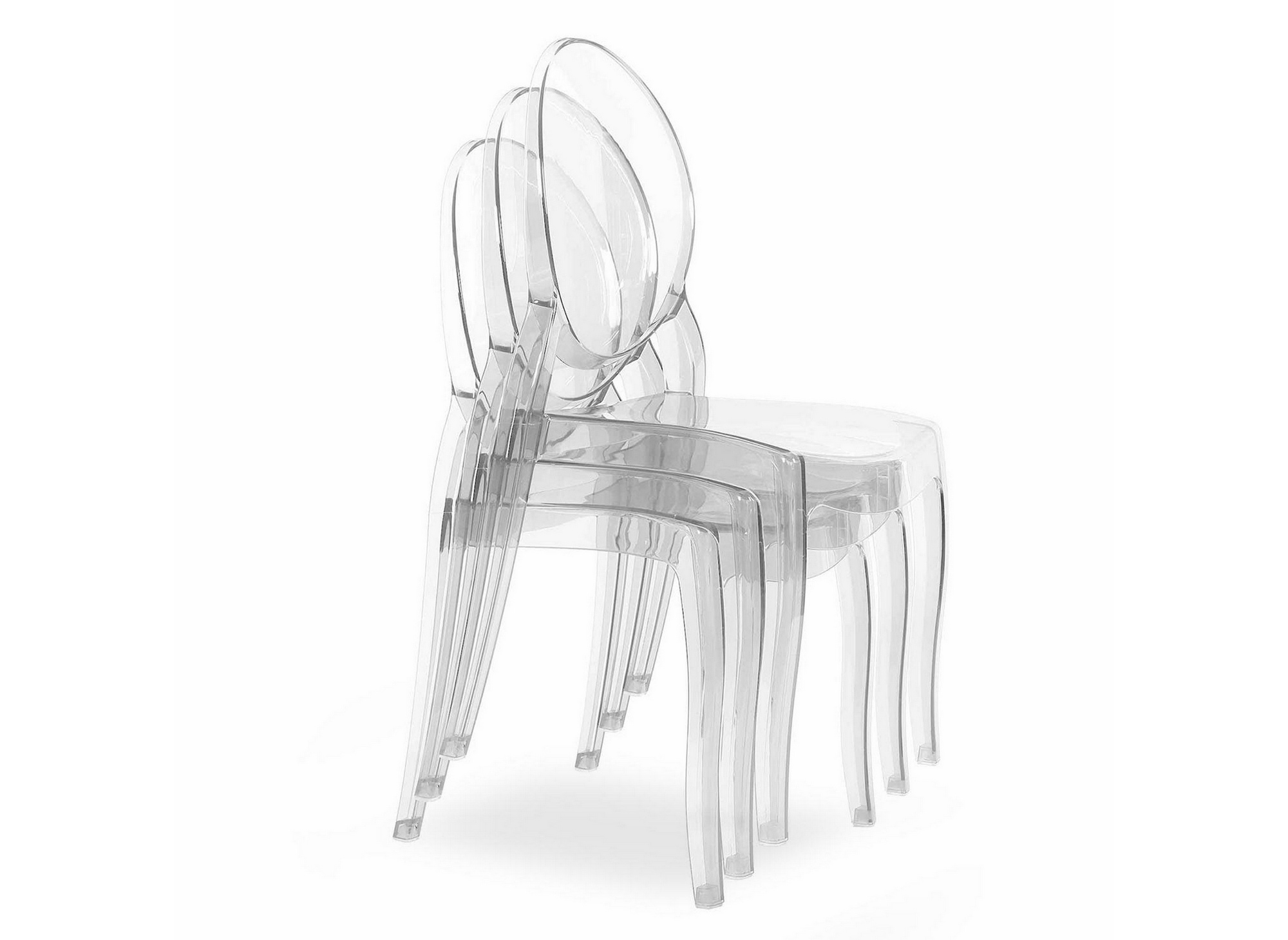 Lot de 4 chaises en plexi transparent avec accoudoirs TOLGA - DIP