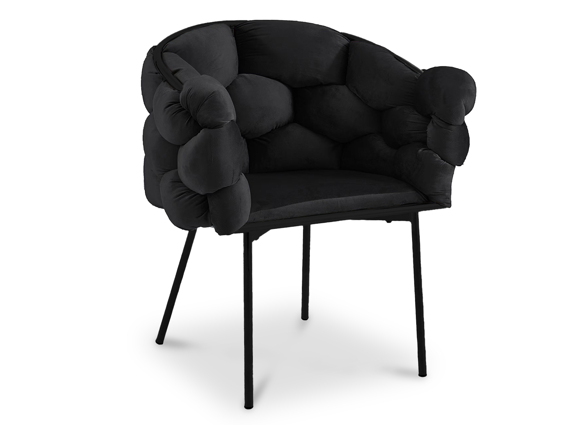 Lot de 2 chaises en velours noir pieds en métal noir CHARLOTTE