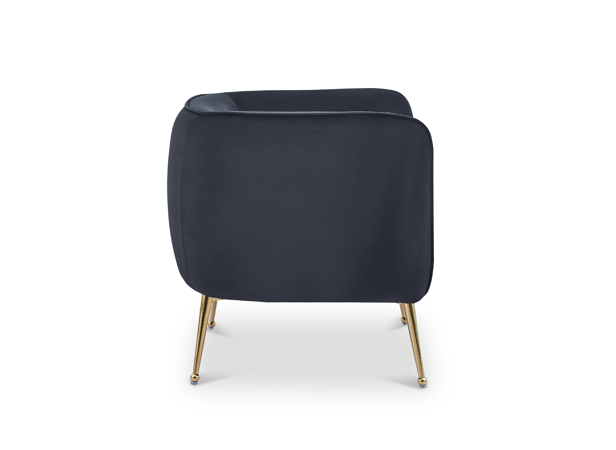Fauteuil cabriolet en velours noir pieds doré PERRY