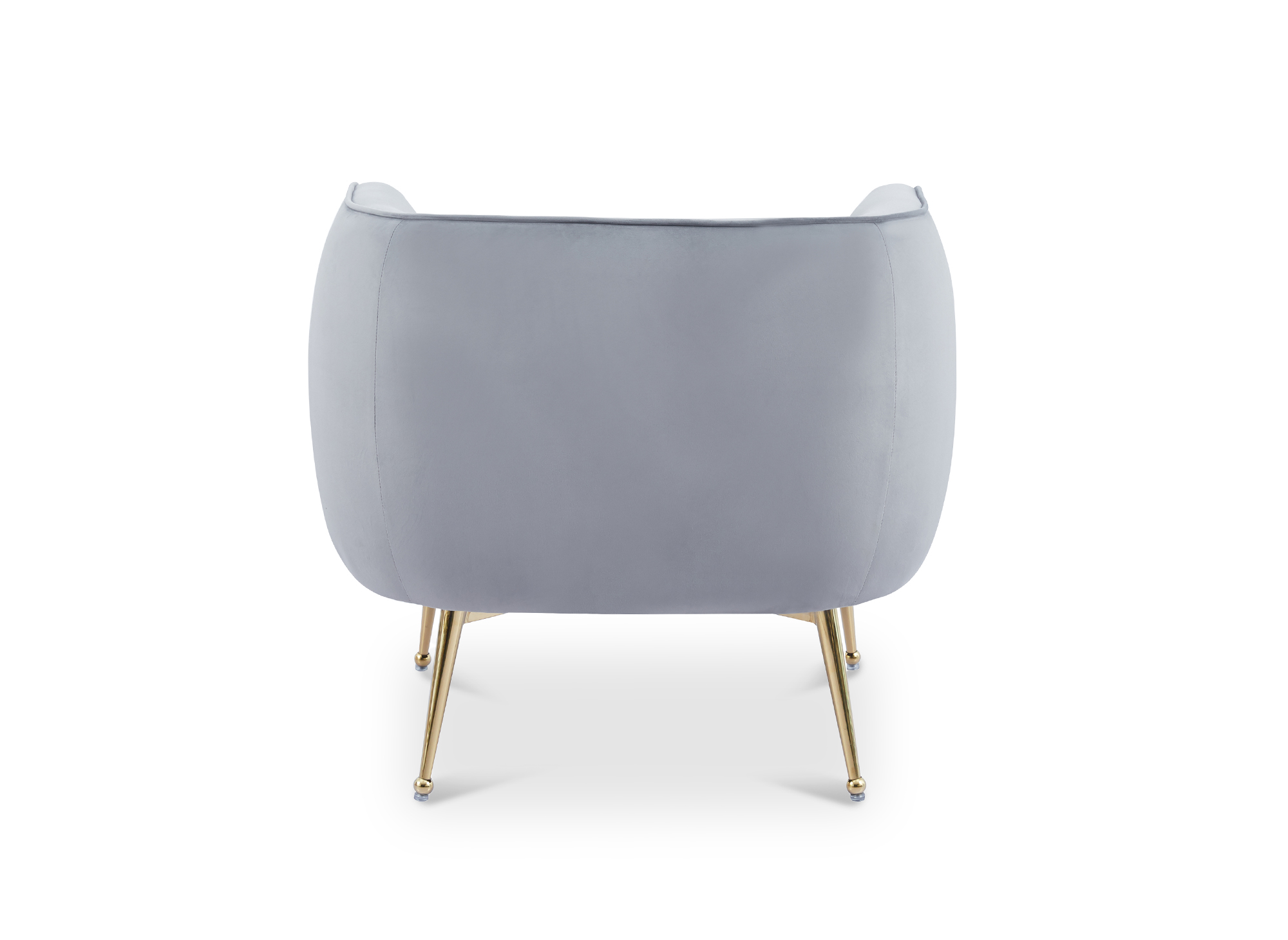 Fauteuil cabriolet en velours gris pieds doré PERRY