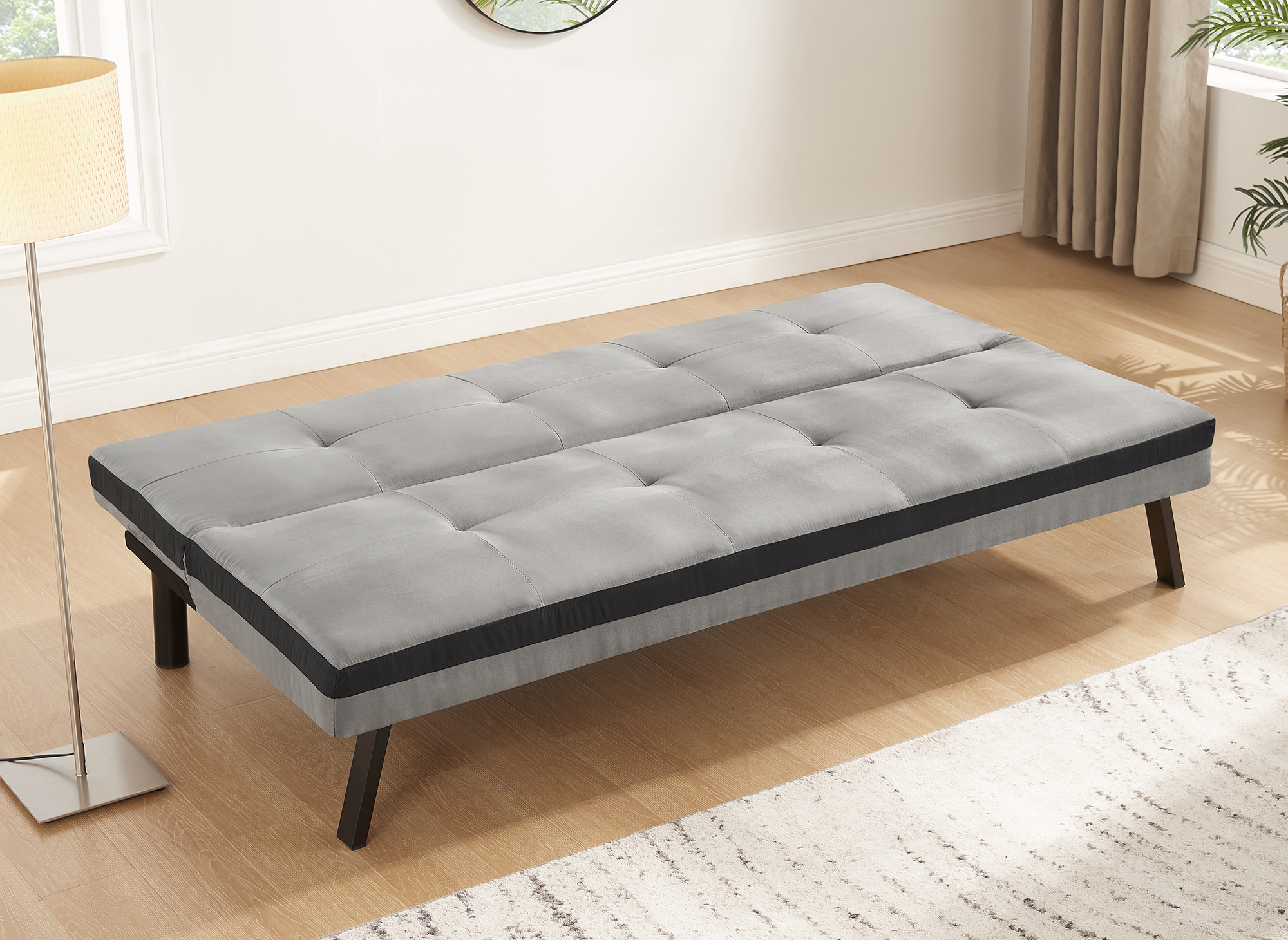 Banquette clic clac 3 places gris et noir BOBY