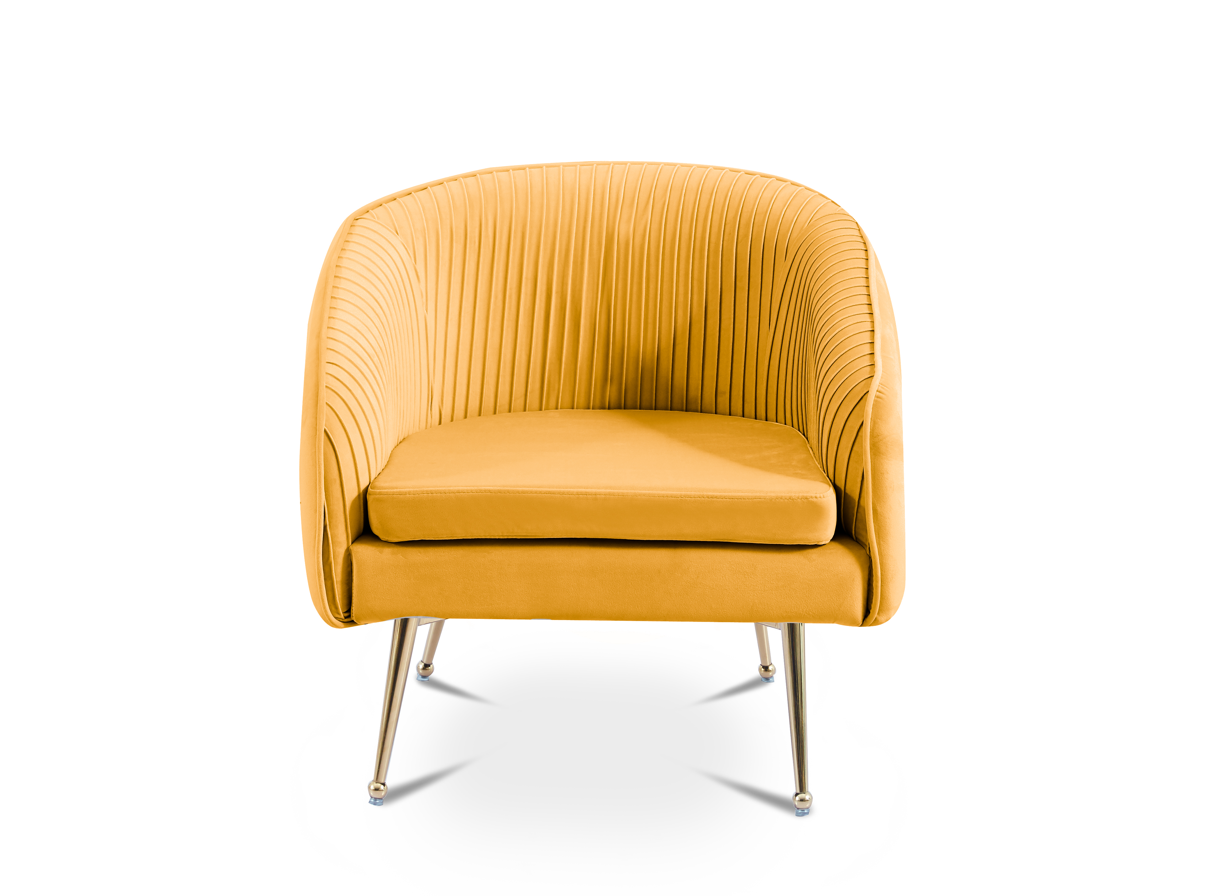 Fauteuil cabriolet en velours jaune pieds doré TRECY