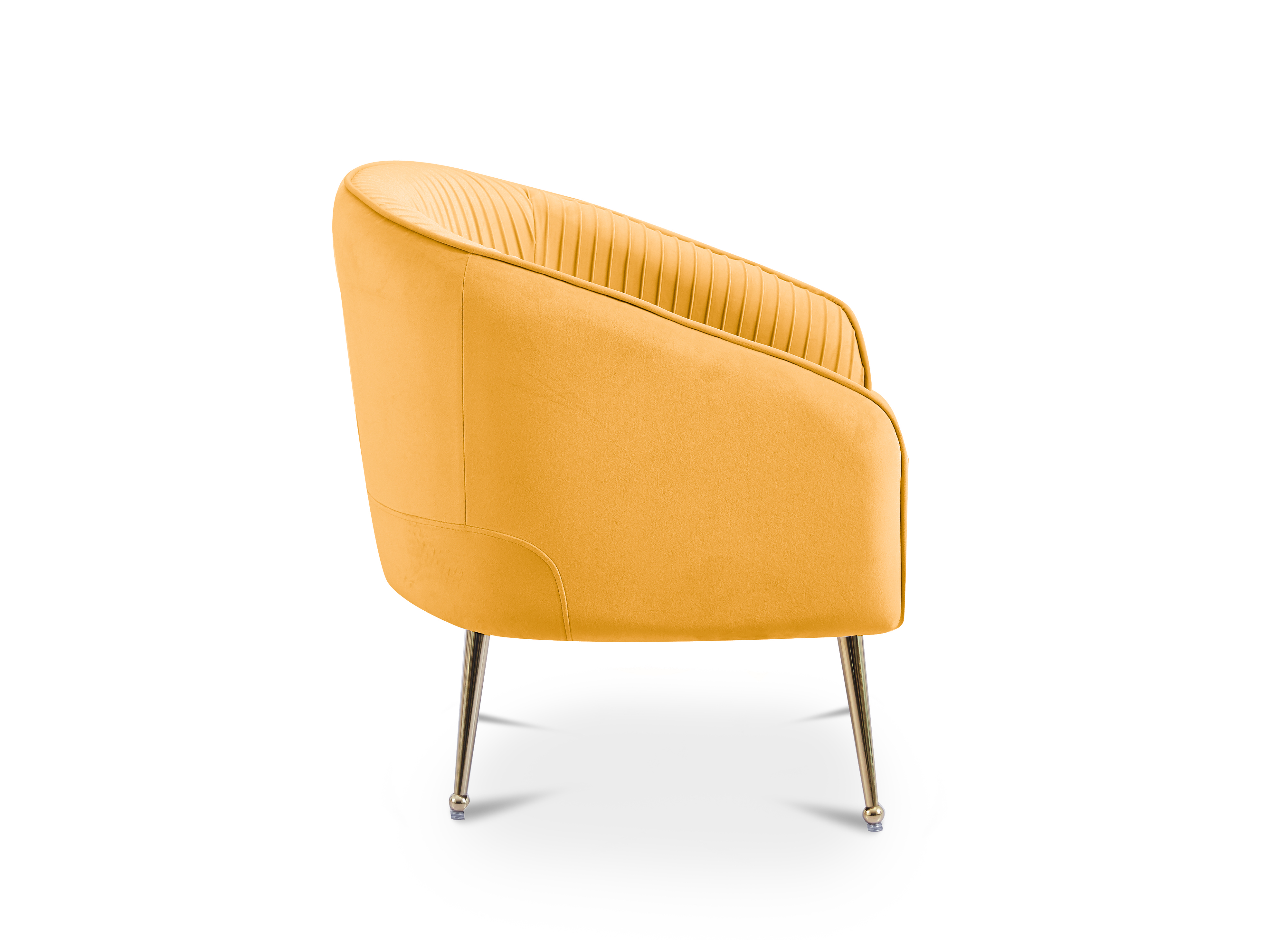 Fauteuil cabriolet en velours jaune pieds doré TRECY