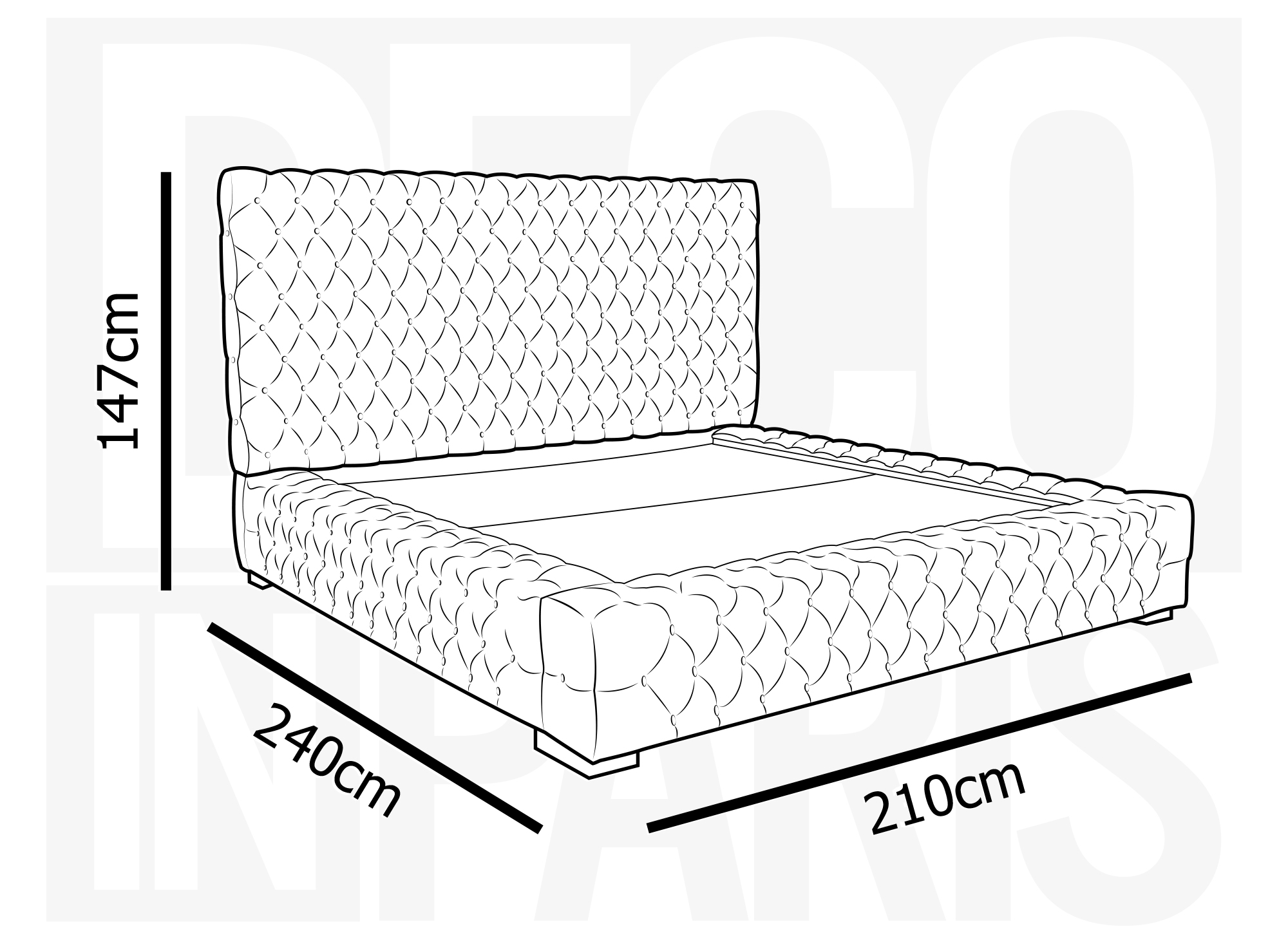 Lit coffre capitonné en velours gris IDALINE 160 x 200 cm