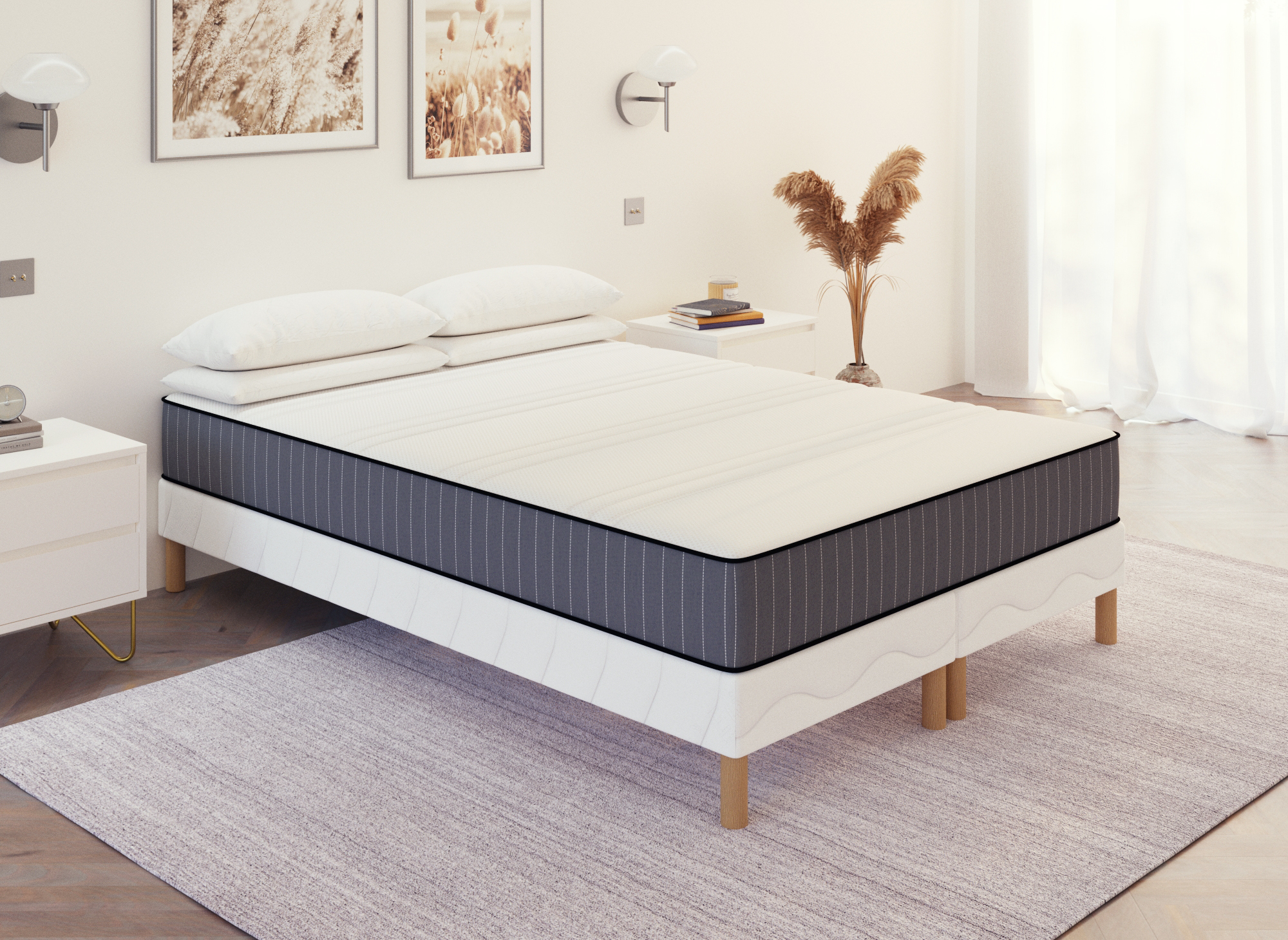 Ensemble 180x200 sommier tapissier + Matelas  en mousse 20 cm - AWAN