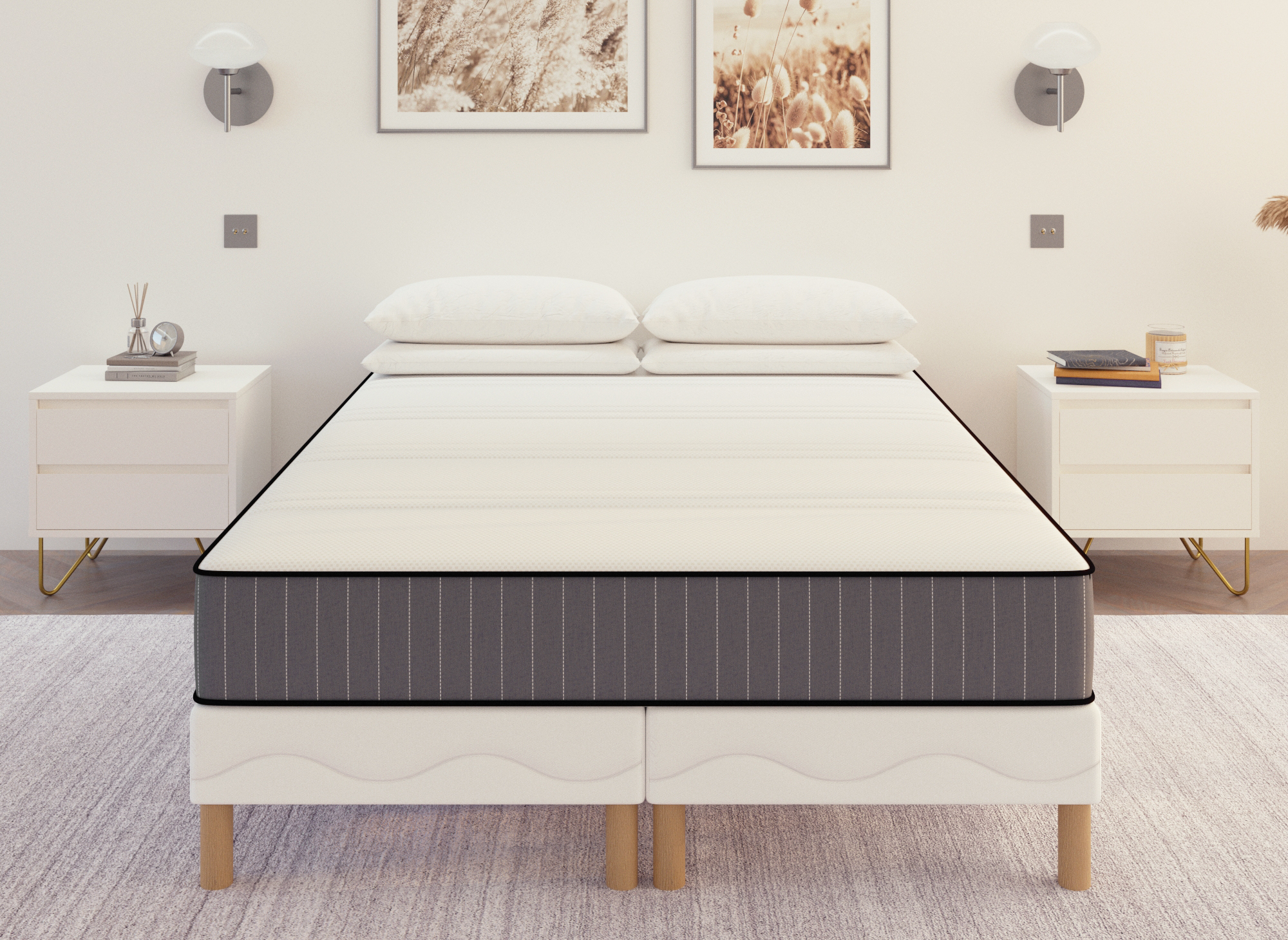 Ensemble 180x200 sommier tapissier + Matelas  en mousse 20 cm - AWAN
