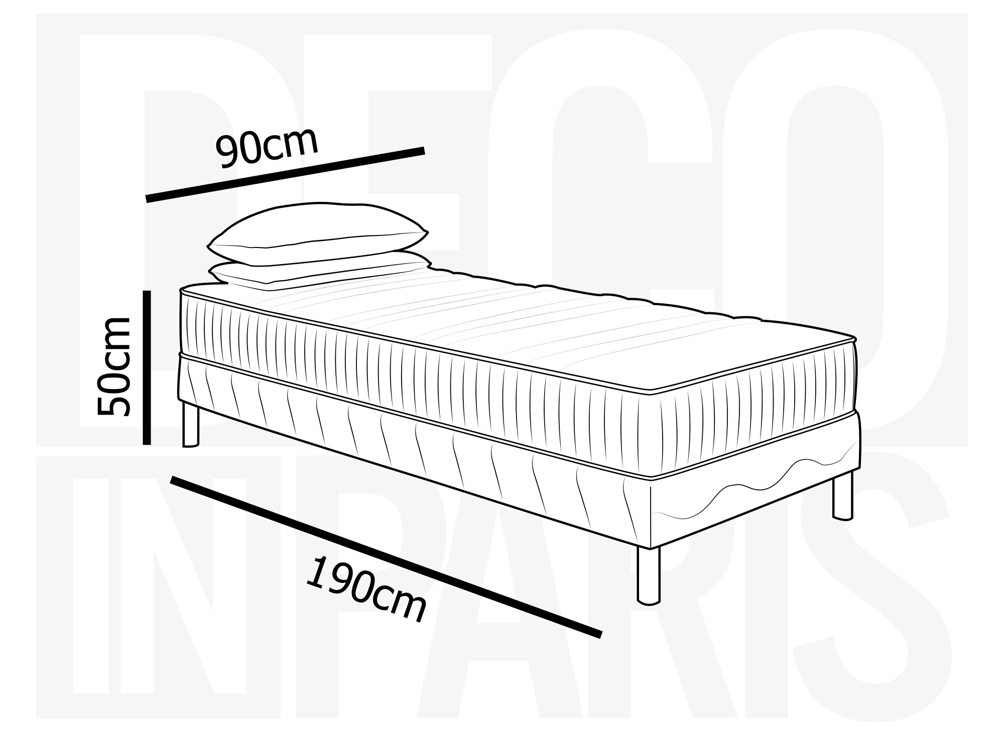 CONFORT - Ensemble Sommier + Matelas 20 cm 90x190 - DECOINPARIS