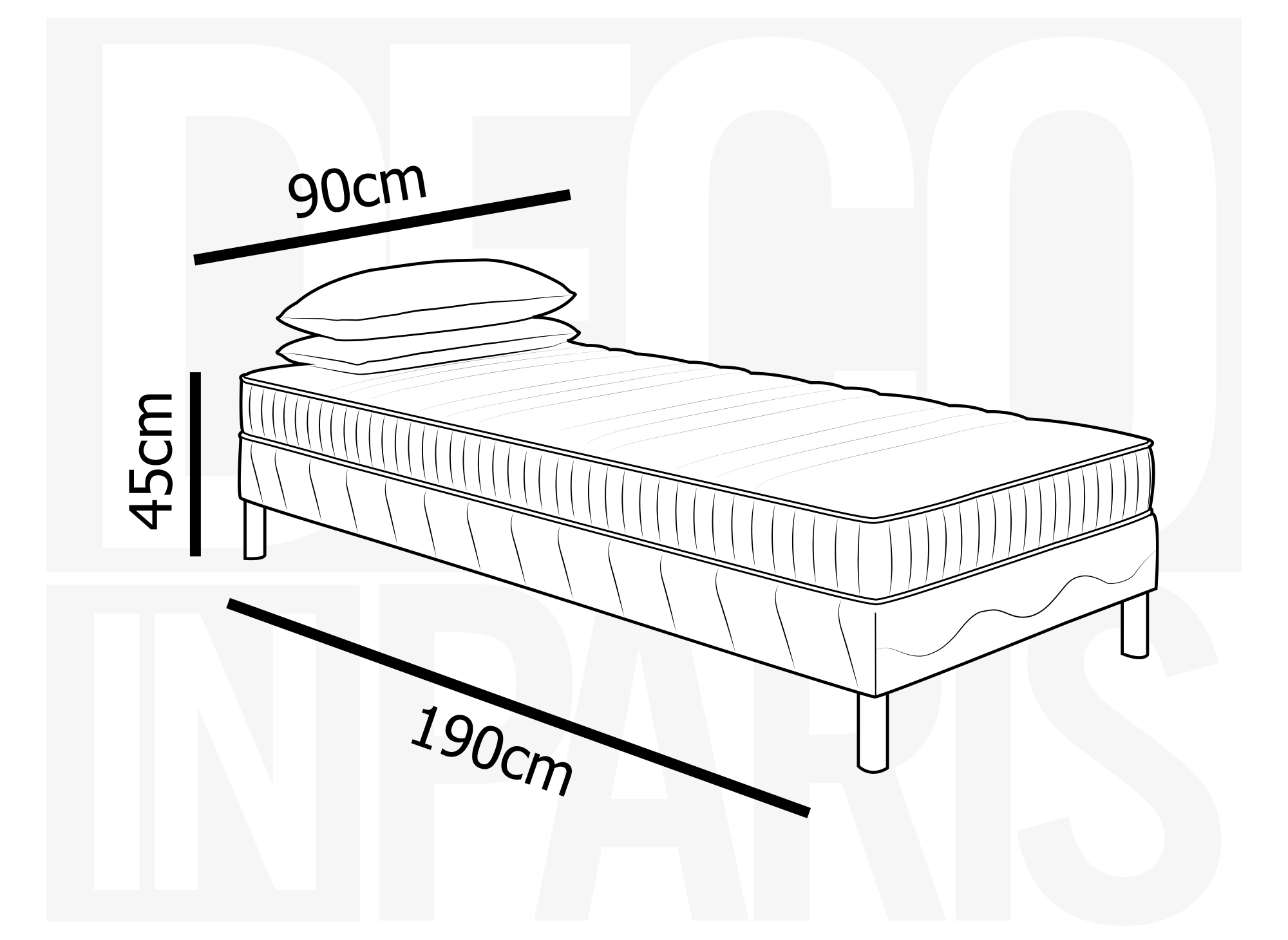 Ensemble 90x190 sommier tapissier & Matelas  en mousse 15 cm WOLK