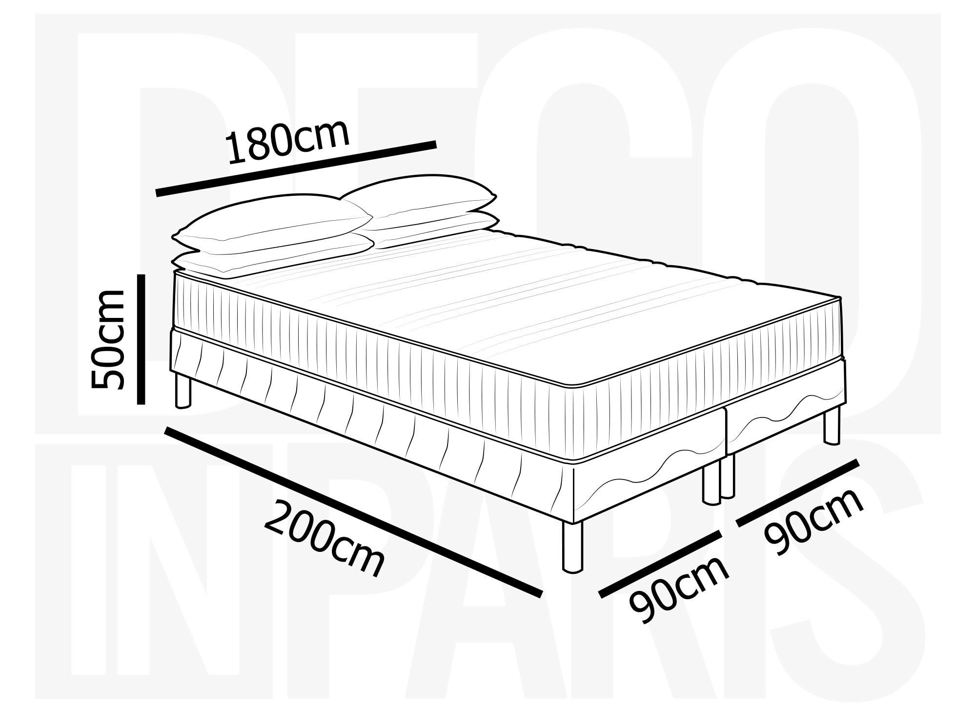 Ensemble 180x200 sommier tapissier + Matelas  en mousse 20 cm - AWAN