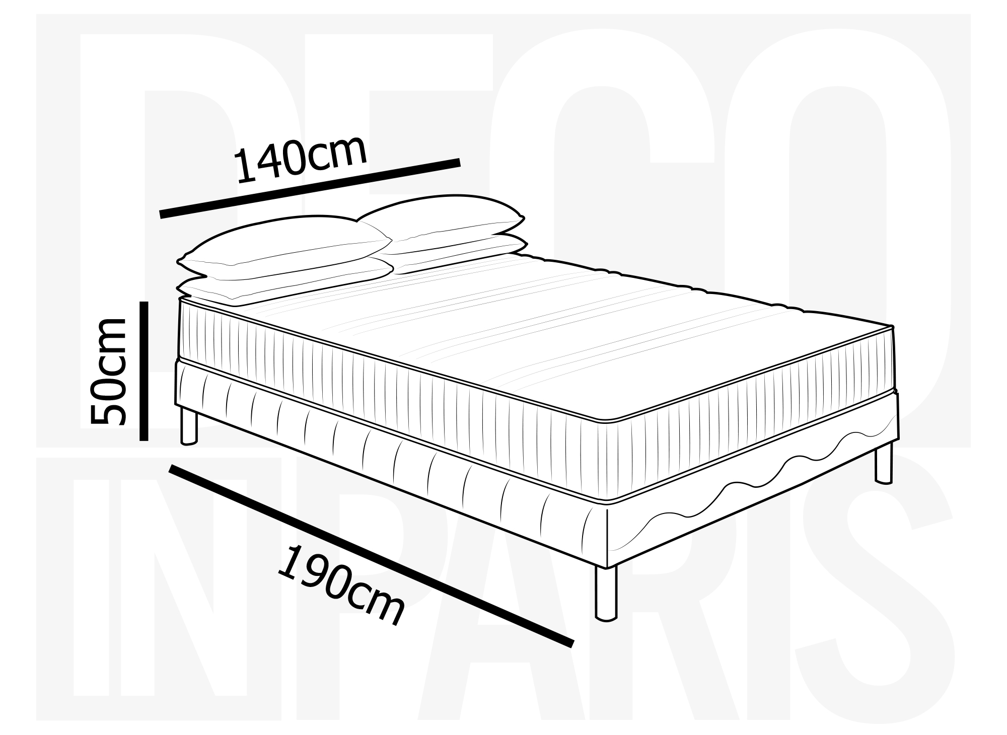 Ensemble 140x190 sommier tapissier + Matelas en mousse 20 cm - AWAN