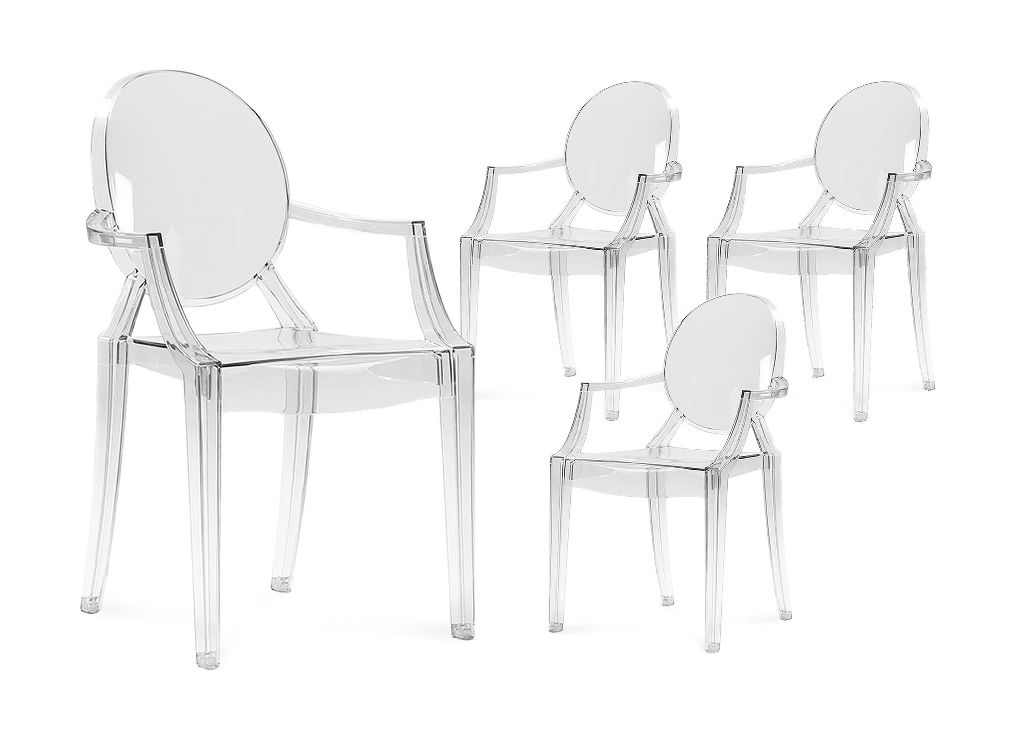 Lot de 4 chaises en plexi transparent avec accoudoirs  TOLGA