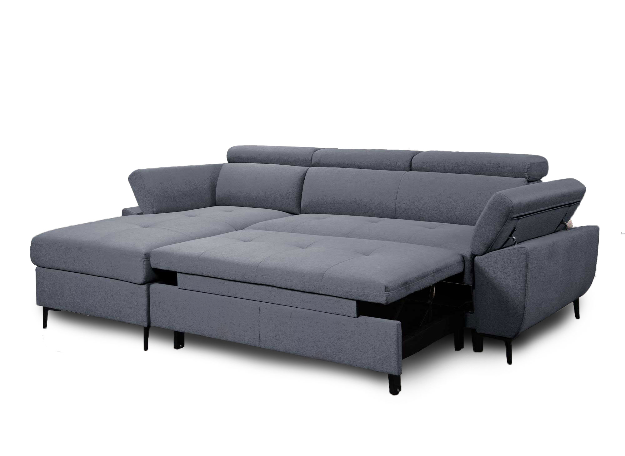 Canapé d'angle convertible en tissu gris foncé MONICA - Angle gauche