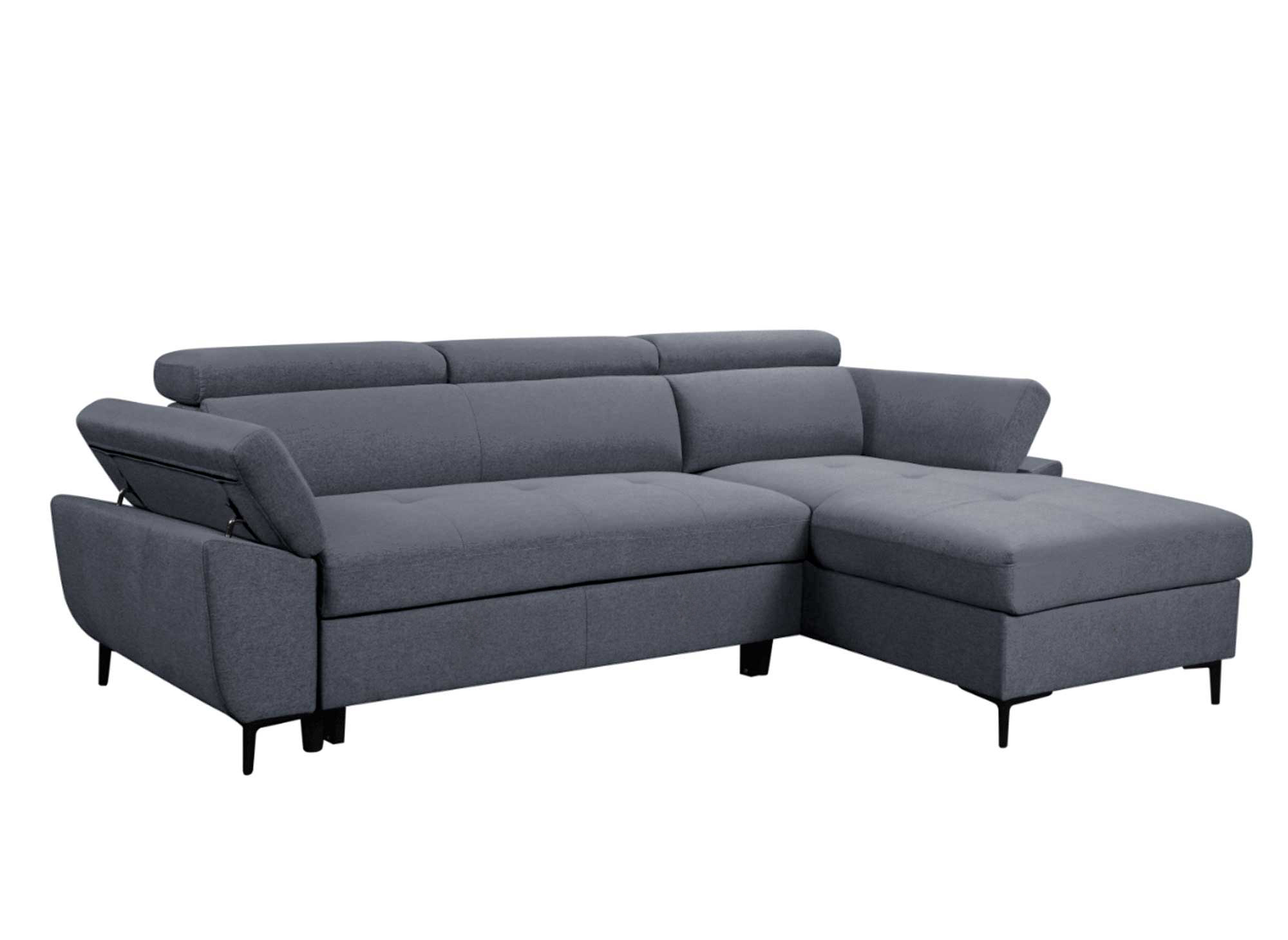 Canapé d'angle convertible en tissu gris foncé MONICA - Angle droit