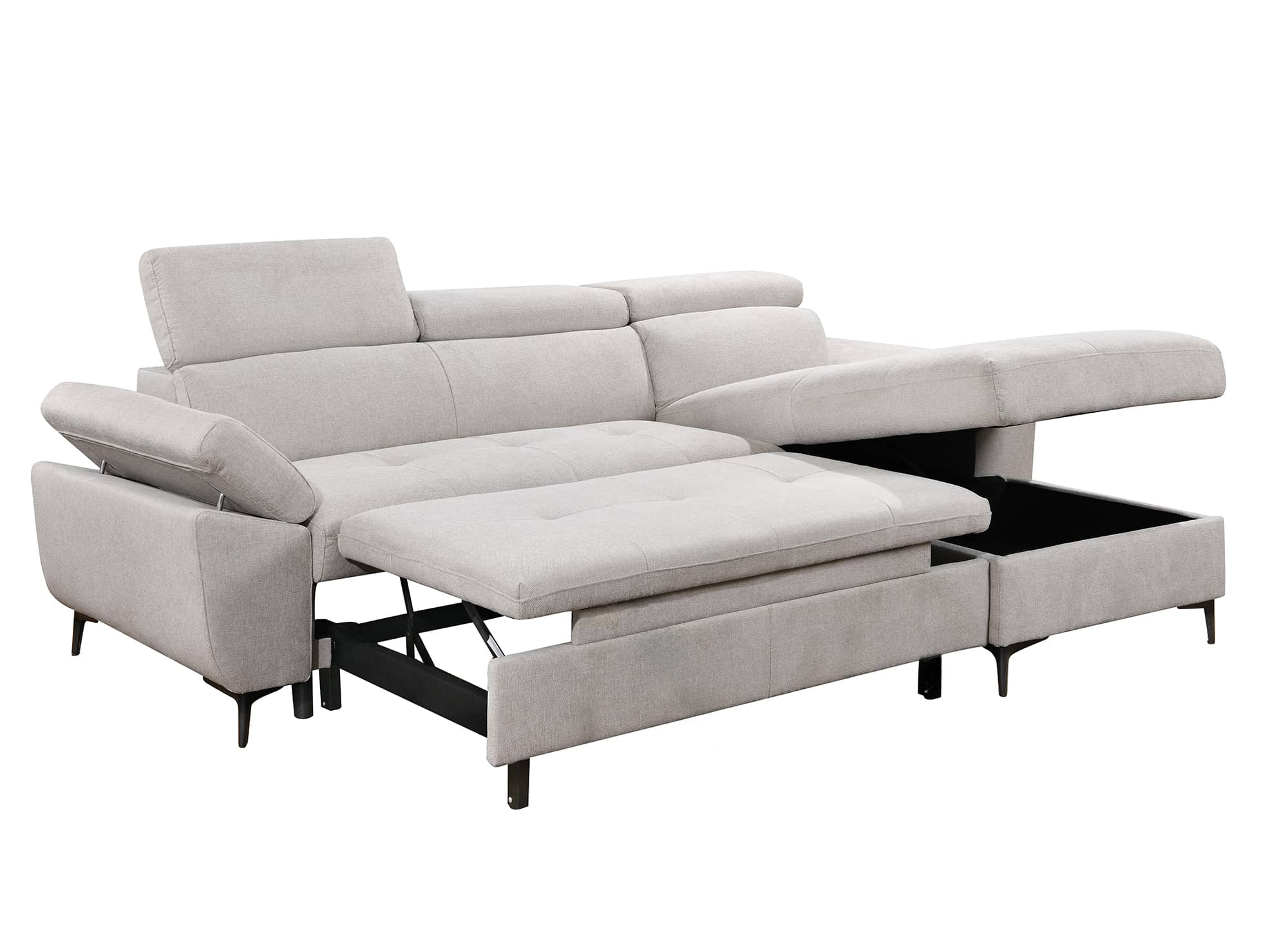 Canapé d'angle convertible en tissu beige MONICA - Angle droit