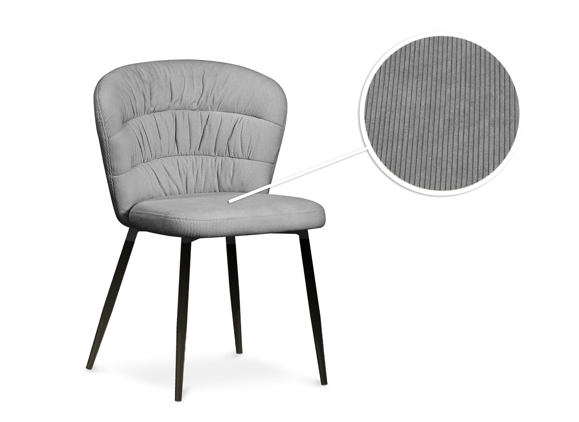 Lot de 4 chaises en velours côtelé gris DANIELA