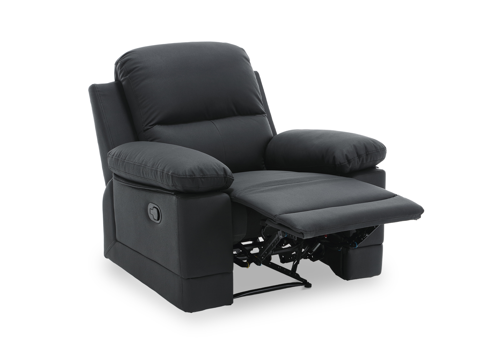 Fauteuil relax manuel en simili cuir noir DANY