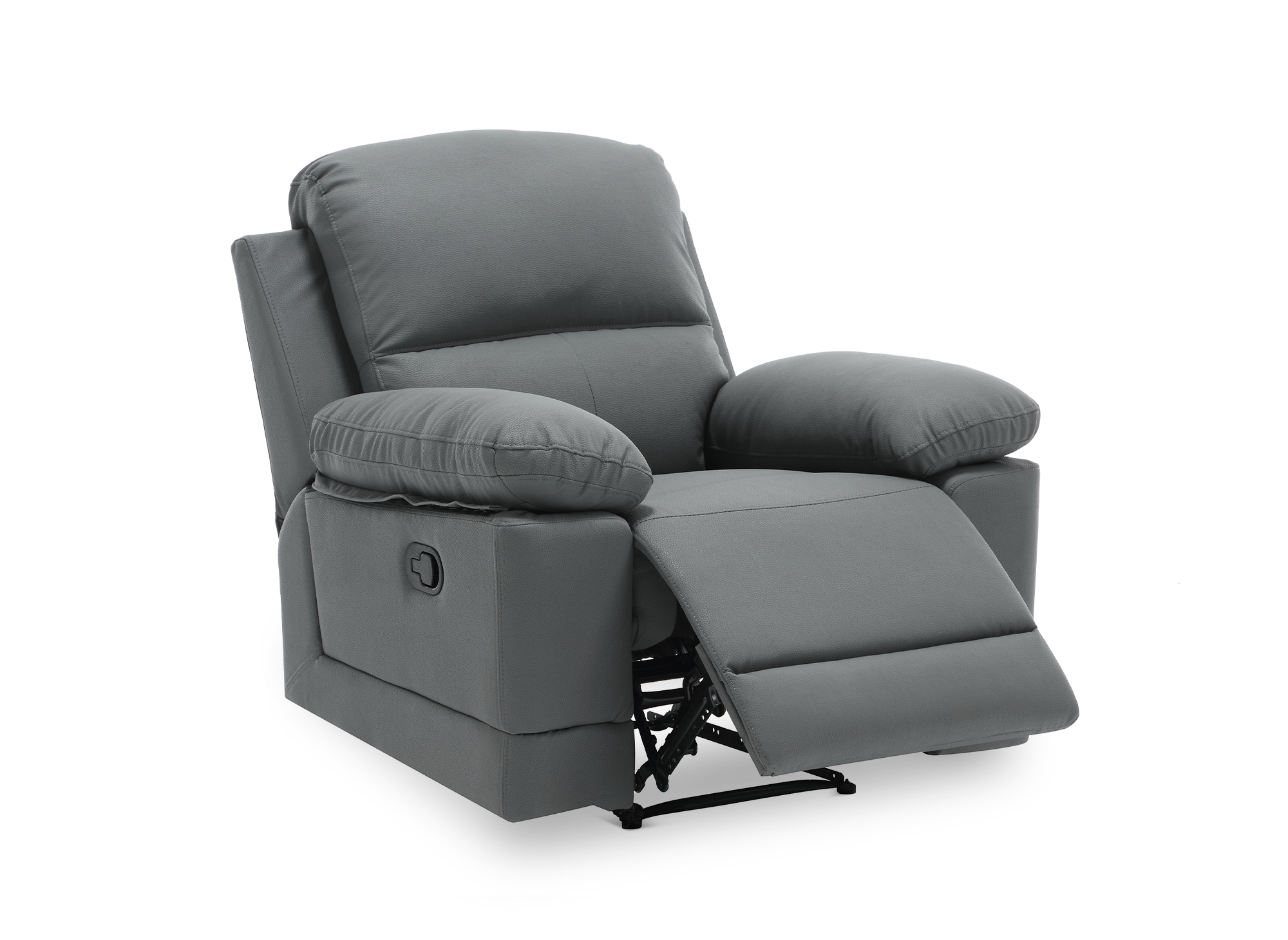 Fauteuil relax manuel en simili cuir gris foncé DANY