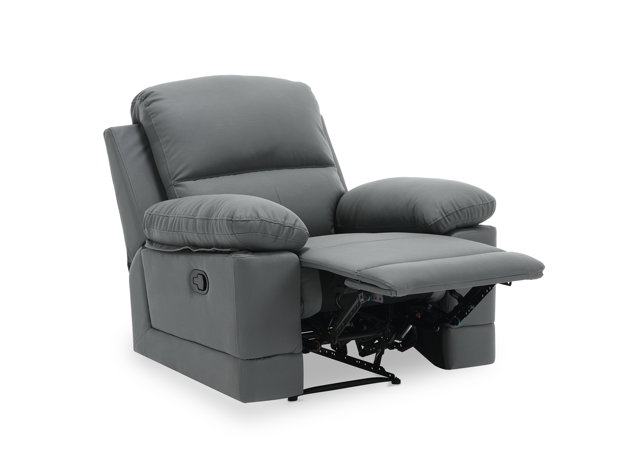 Fauteuil relax manuel en simili cuir gris foncé DANY