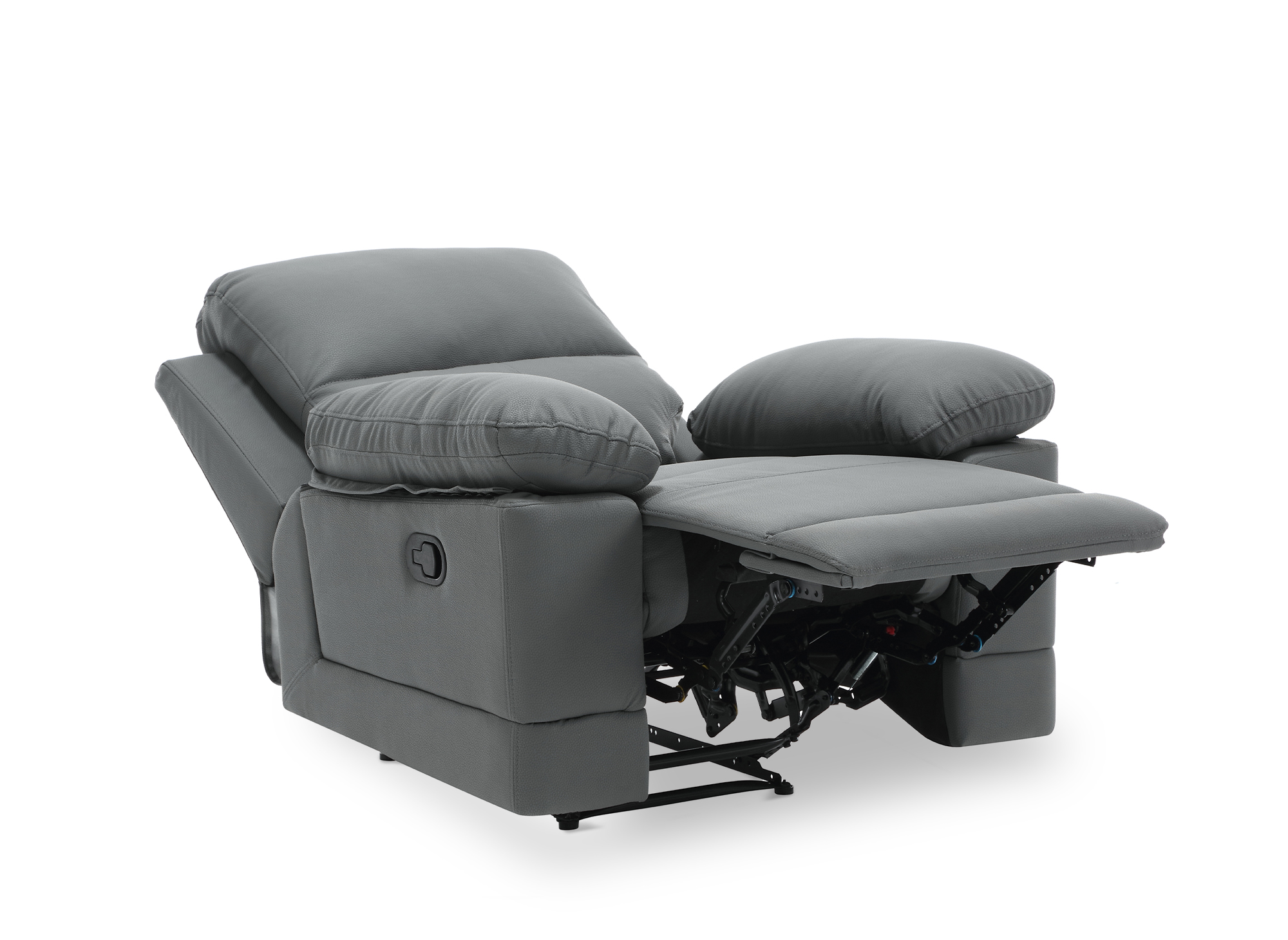 Fauteuil relax manuel en simili cuir gris foncé DANY