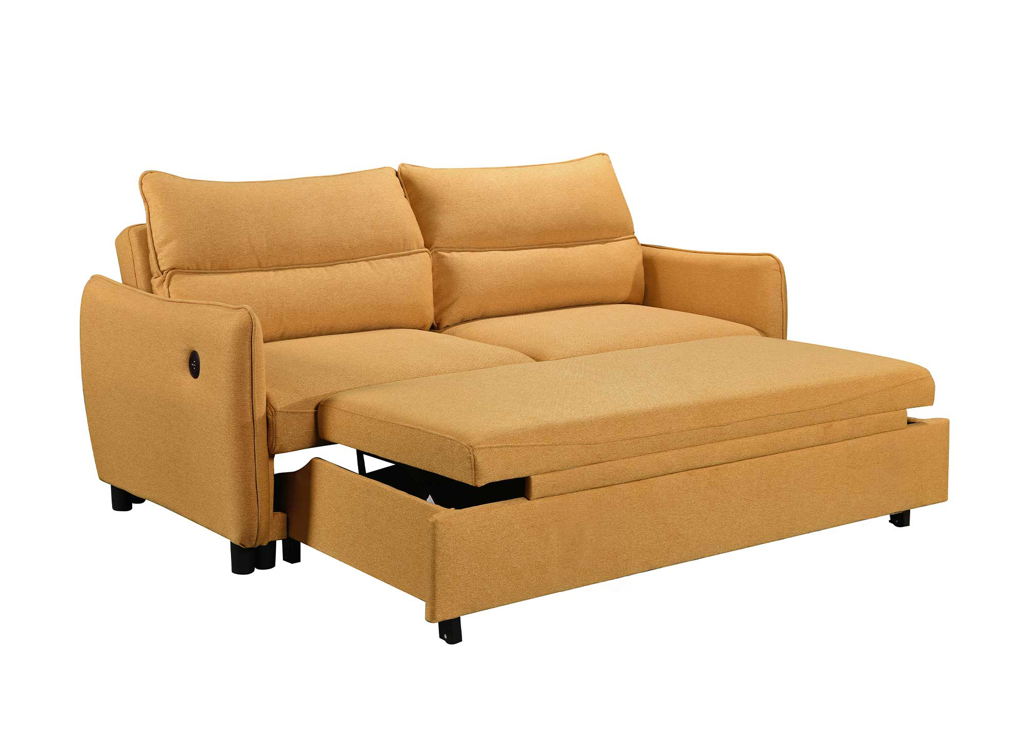 Canapé convertible 3 places en tissu jaune ZADIG