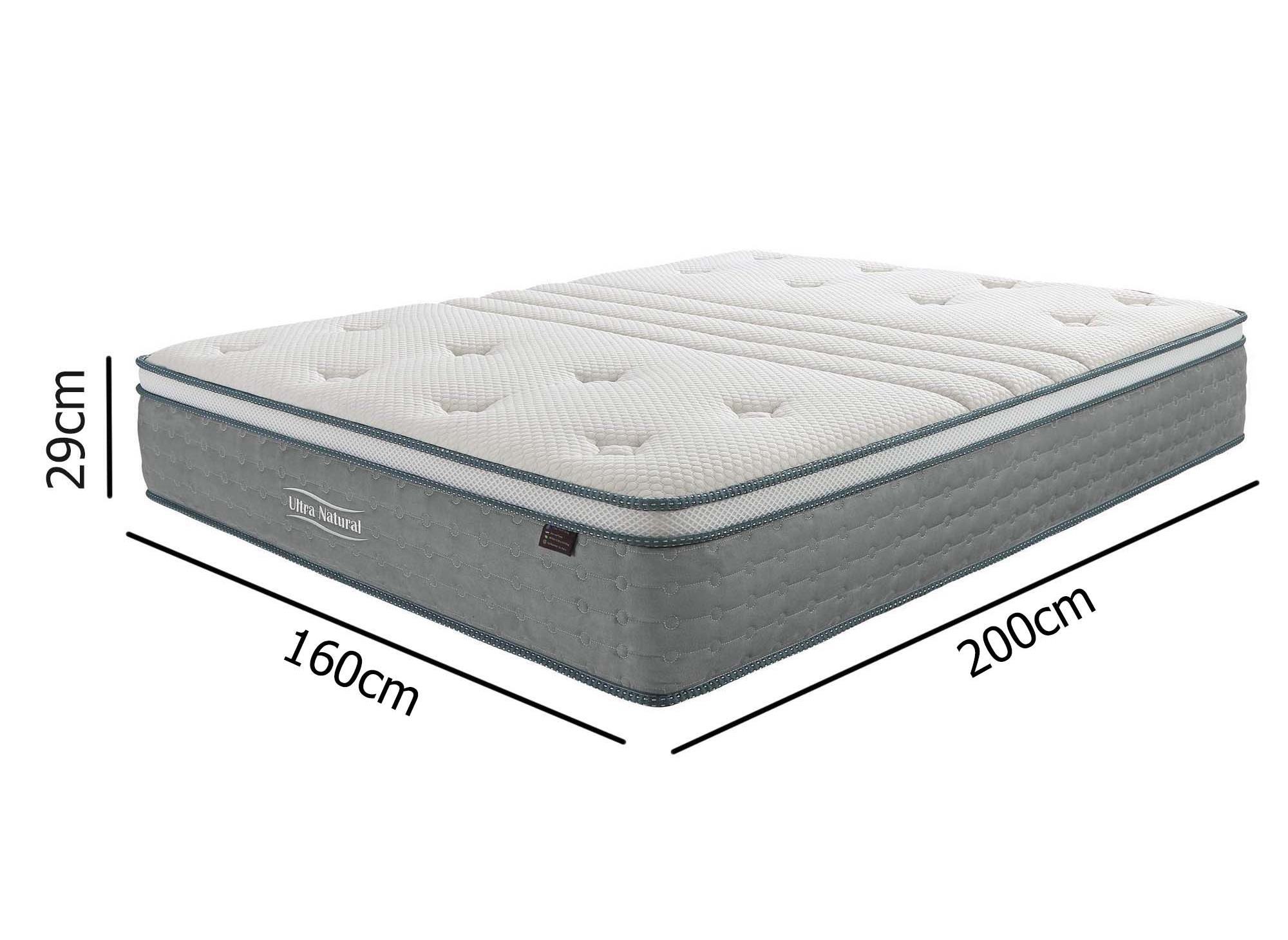 Matelas hybride NATURAL 160 x 200 cm ressorts ensachés et soie épaisseur 29  cm