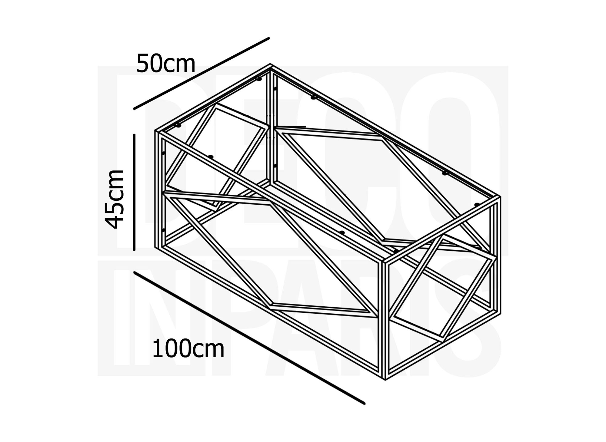 Table basse design en verre et métal rectangulaire ELIO