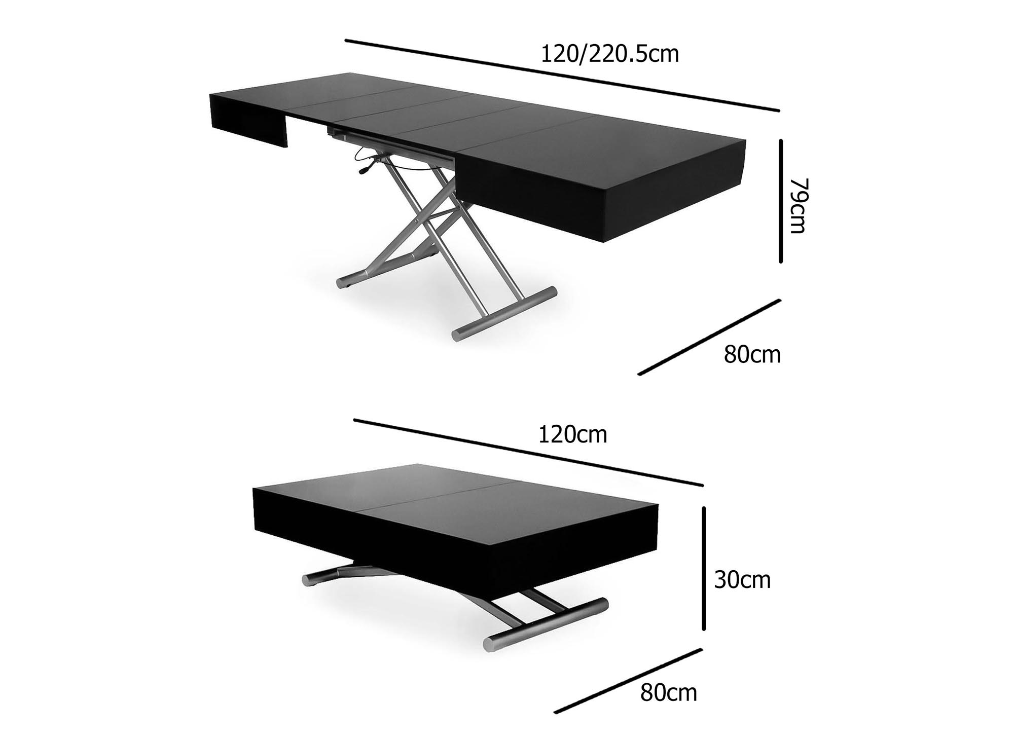 Table basse relevable extensible laquée noir SMART XXL