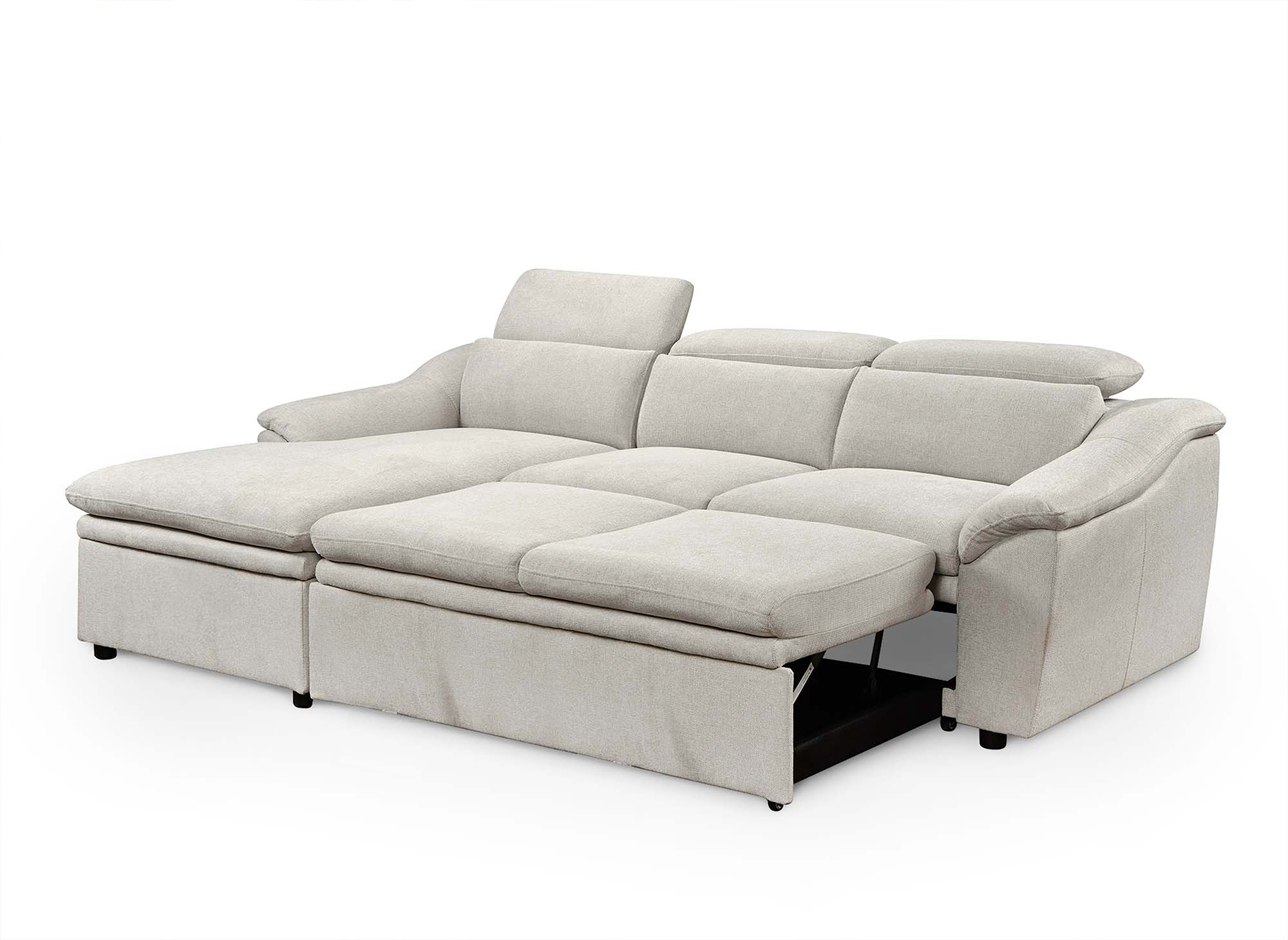Canapé d’angle convertible avec coffre de rangement en tissu beige DITA – Angle gauche