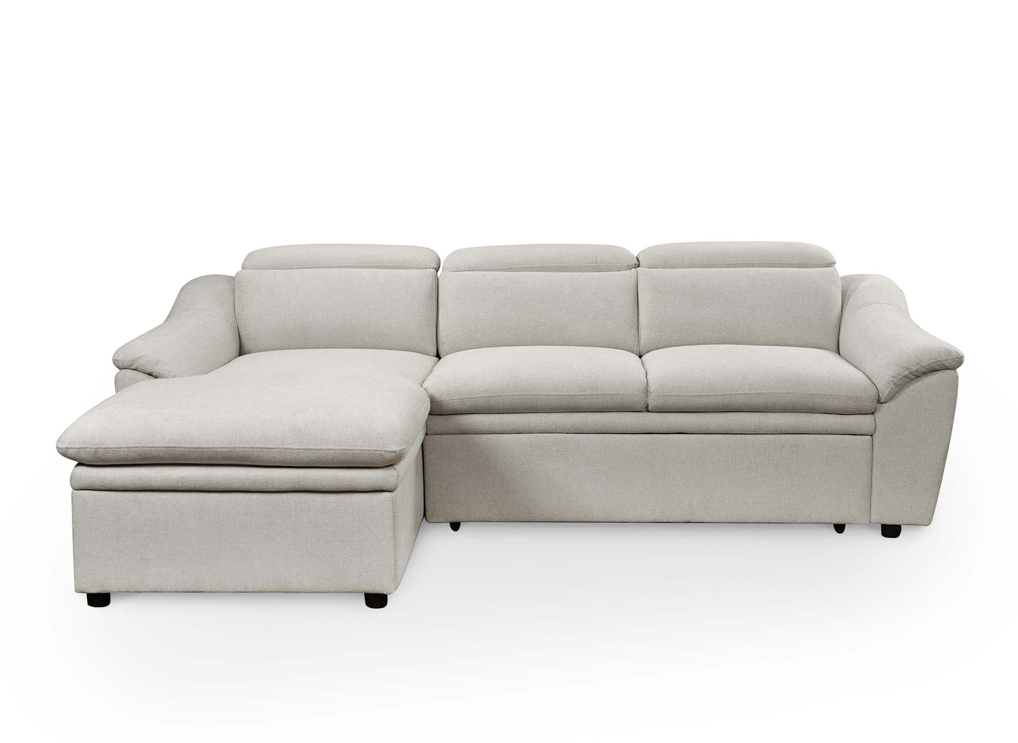 Canapé d’angle convertible avec coffre de rangement en tissu beige DITA – Angle gauche