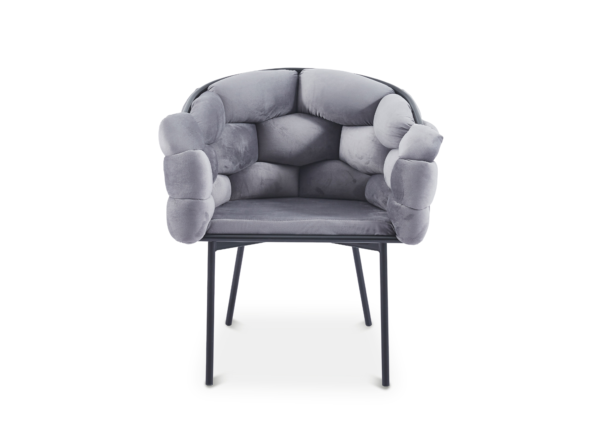 Lot de 2 chaises en velours gris pieds en métal noir CHARLOTTE