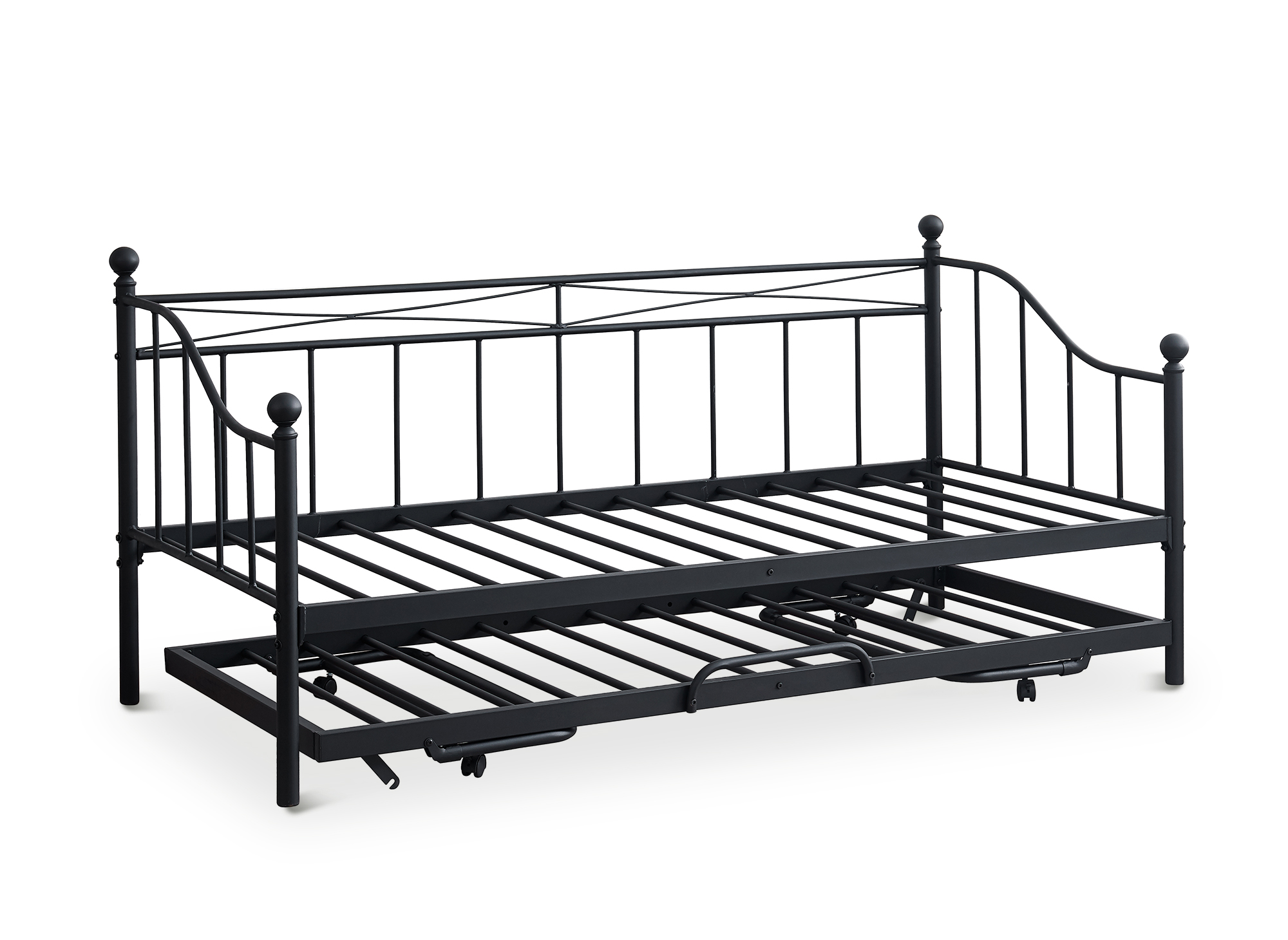 Lit banquette gigogne en métal noir ALICIA 90 x 190 cm