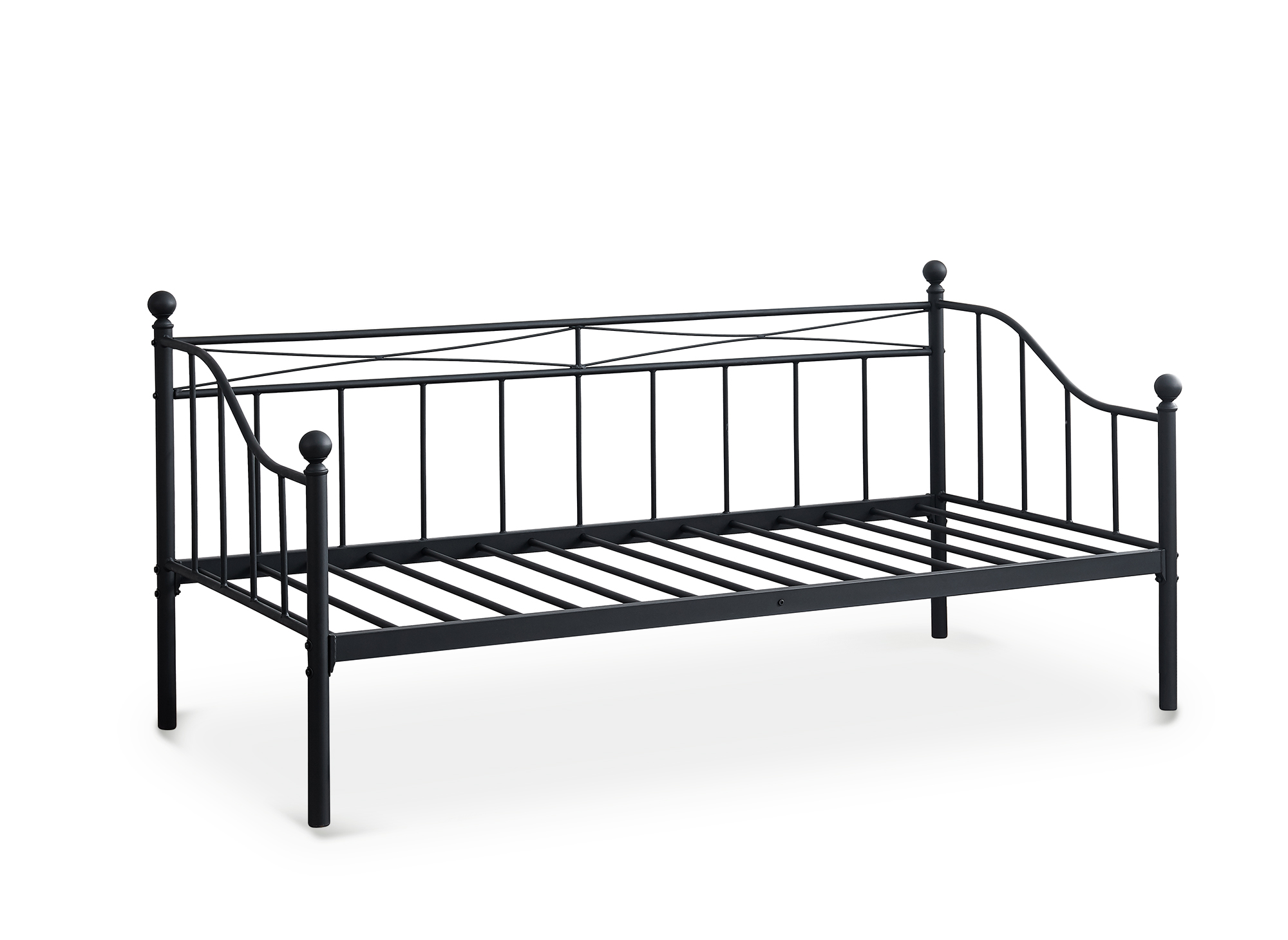 Lit banquette gigogne en métal noir ALICIA 90 x 190 cm