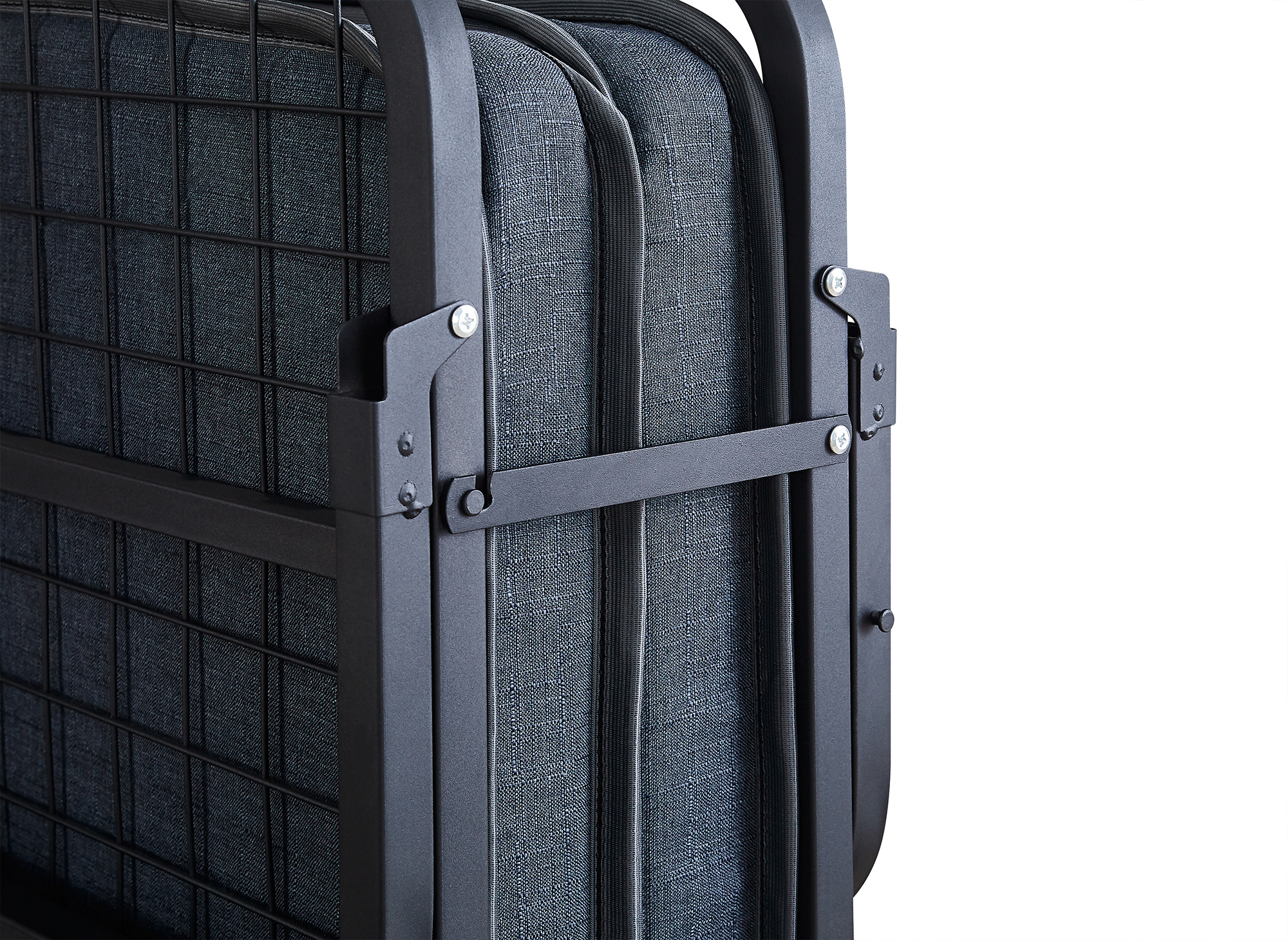Lit d'appoint pliant en métal noir avec matelas EMMY 70 x 190 cm