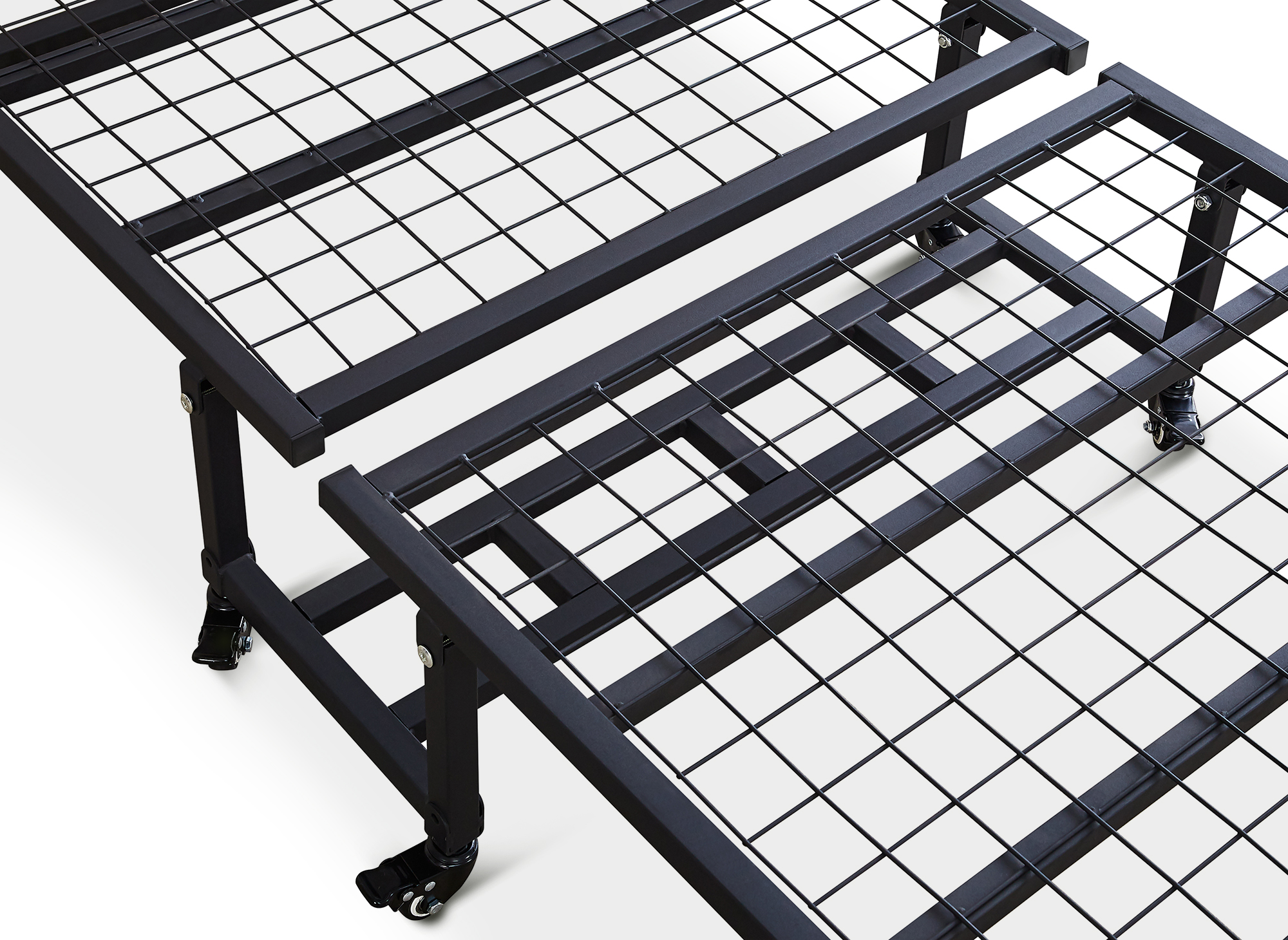 Lit d'appoint pliant en métal noir avec matelas EMMY 70 x 190 cm