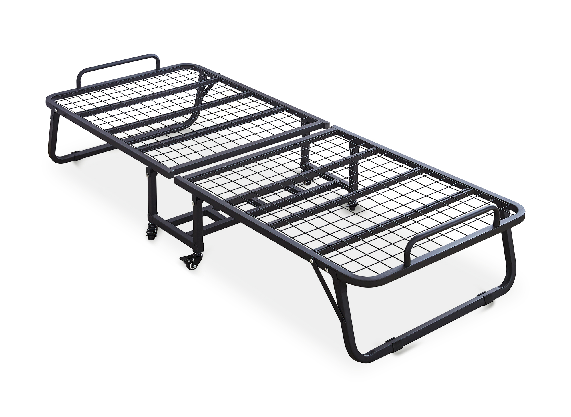 Lit d'appoint pliant en métal noir avec matelas EMMY 70 x 190 cm