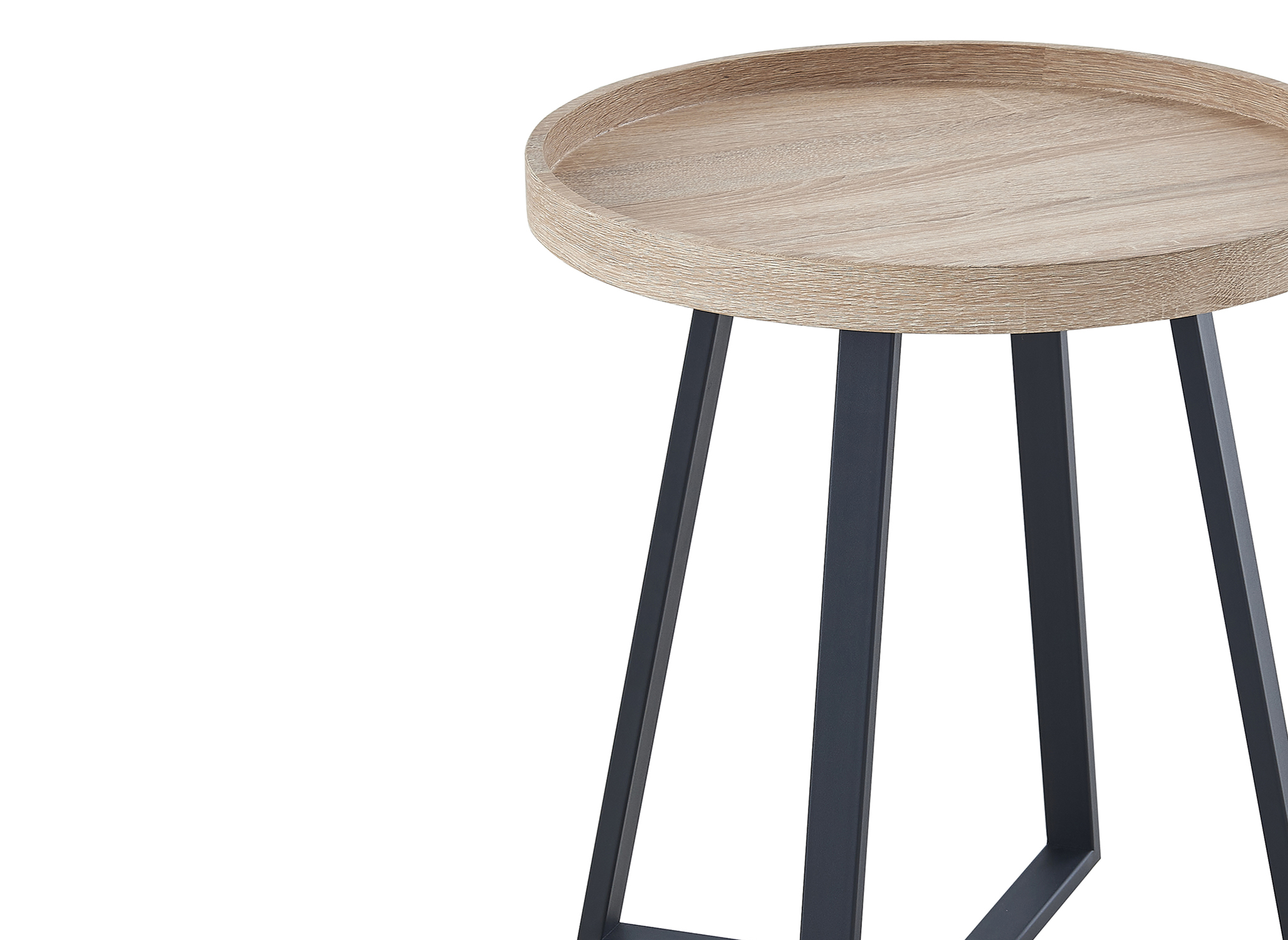 Table d'appoint ronde en bois et pieds en métal noir BRIYA