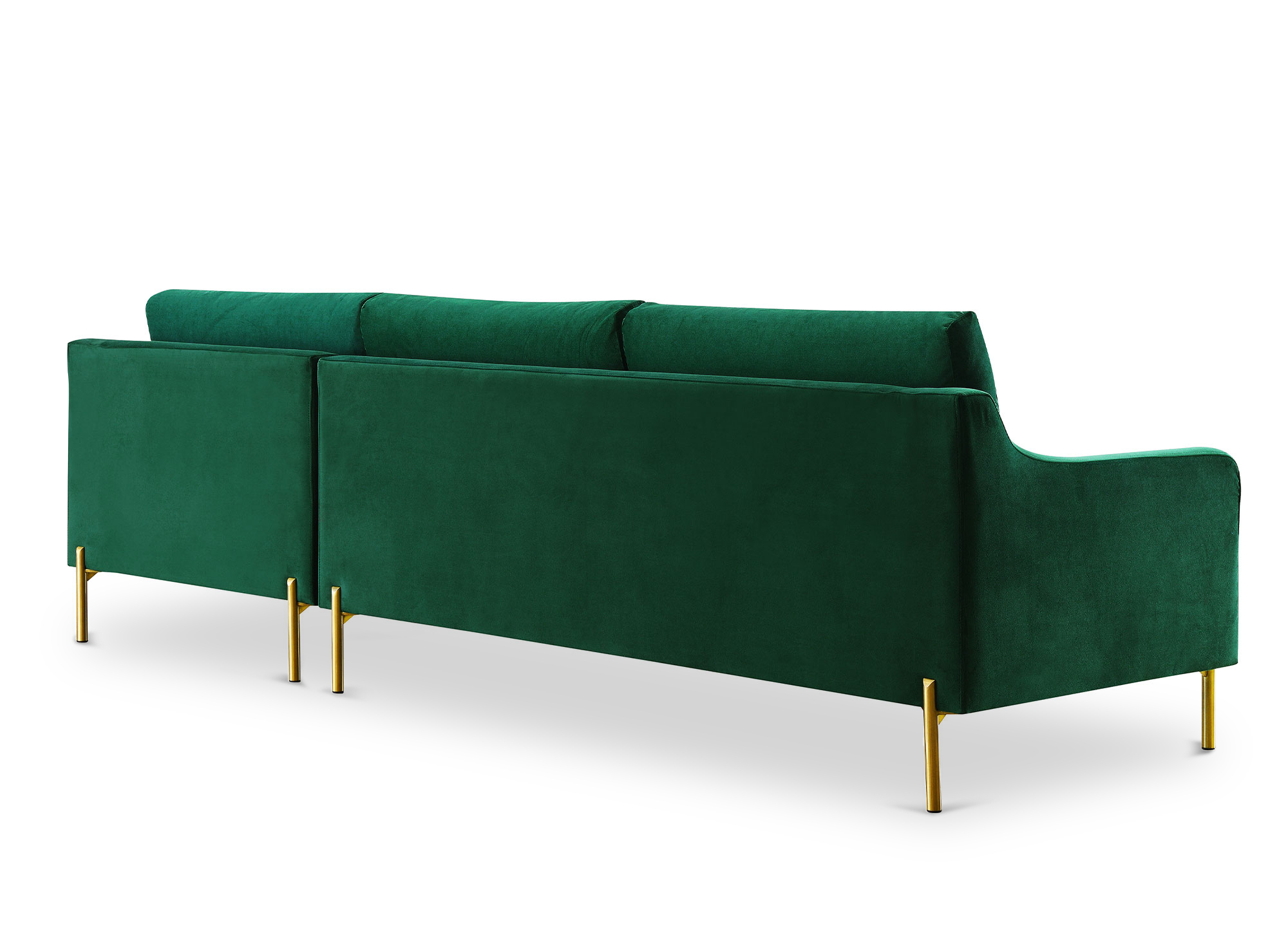 Canapé d'angle avec méridienne en velours vert CELINE - Angle Droit