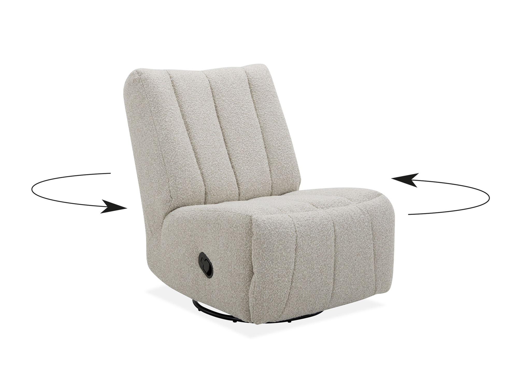 Fauteuil relax pivotant à commande manuelle effet peau de mouton beige TILIO