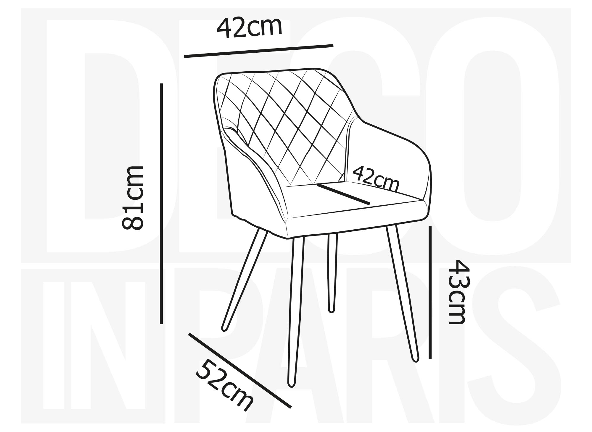 Lot de 2 chaises avec accoudoirs en velours bleu KANA