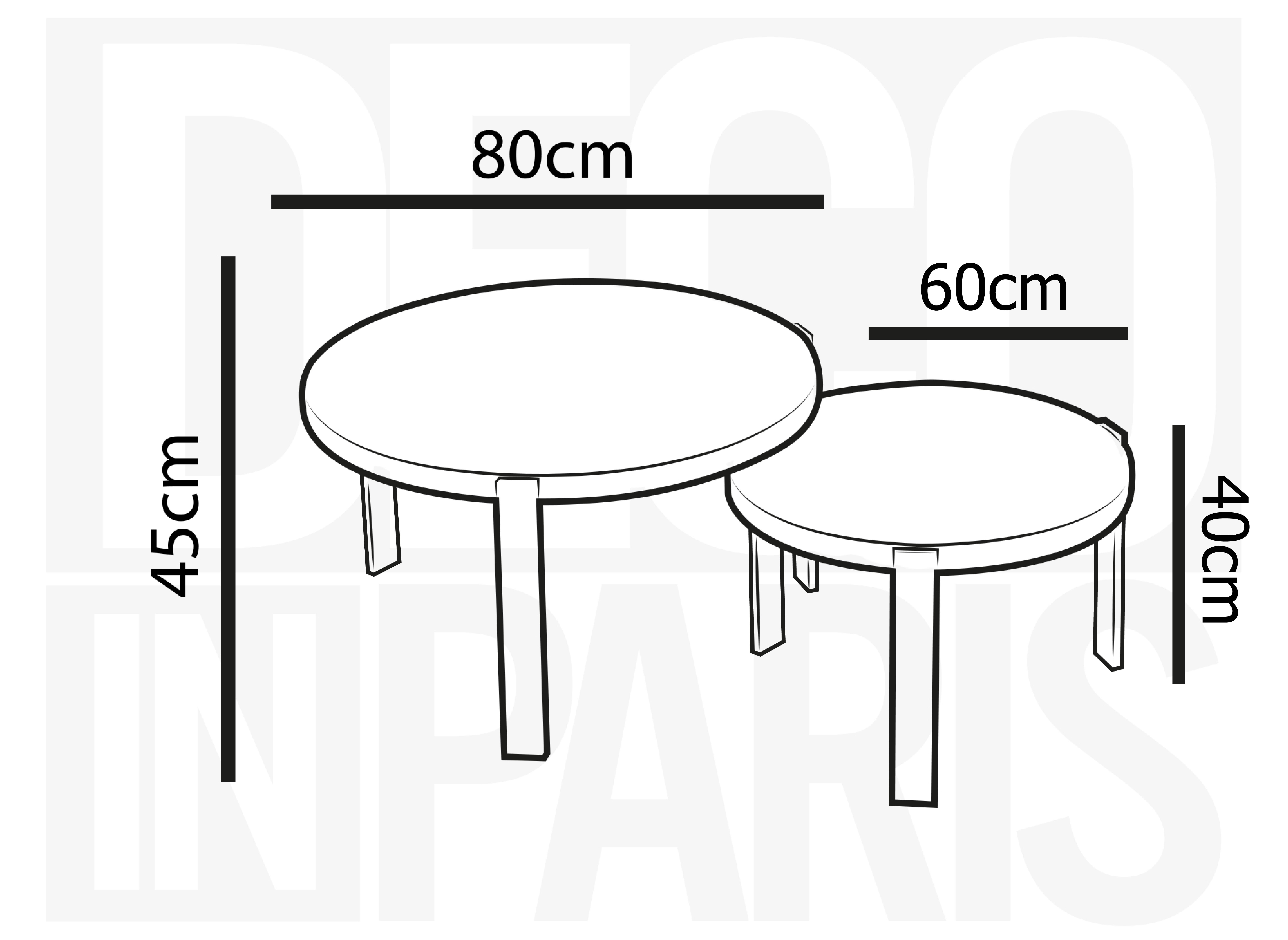 Lot de 2 tables basses rondes gigognes en bois et pieds métal noir TIYA